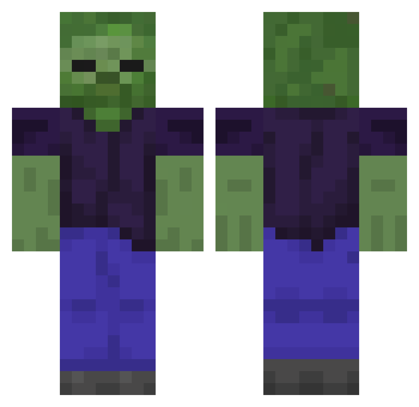 xywk Minecraft skin, front and back view