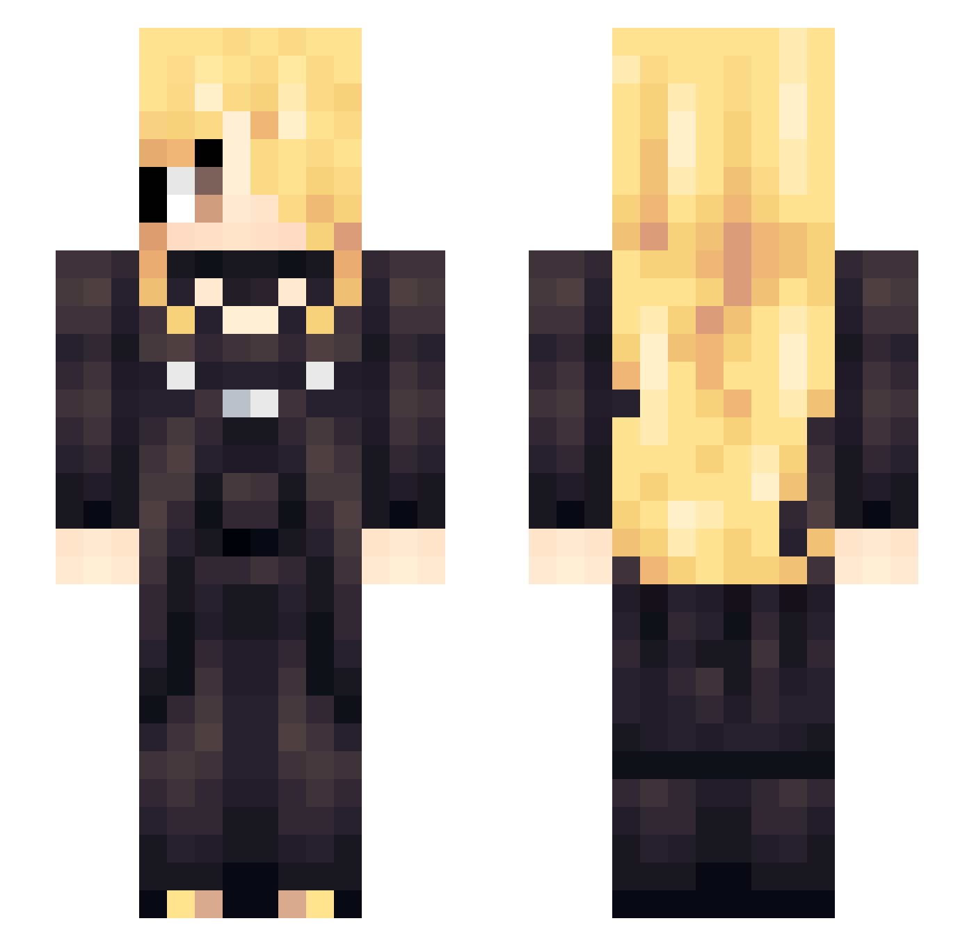 Grassb10ck Minecraft skin, front and back view