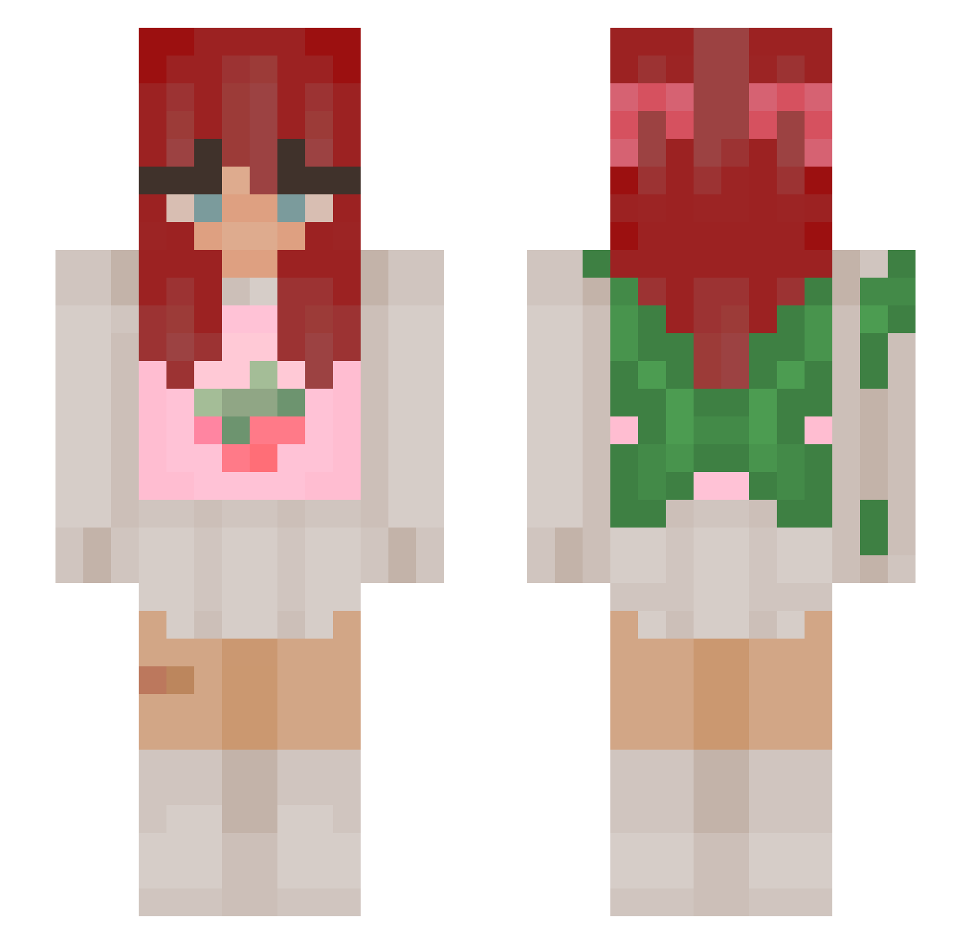 CatGirl36 Minecraft skin, front and back view