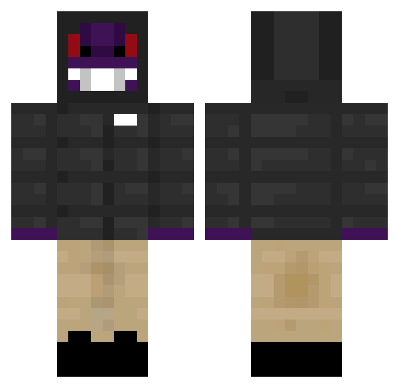 snyo Minecraft skin, front and back view