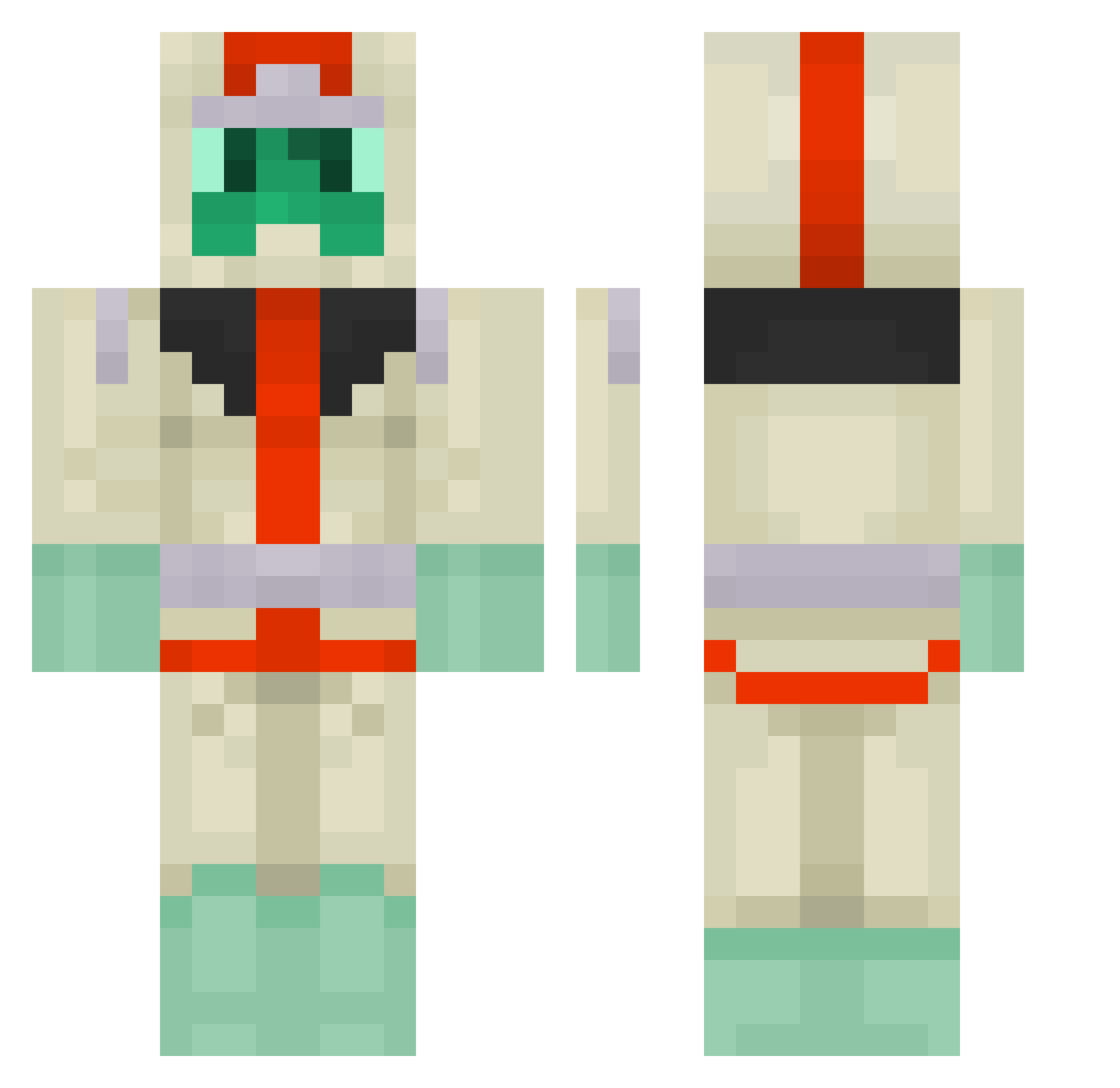 Acroanesthesia Minecraft skin, front and back view