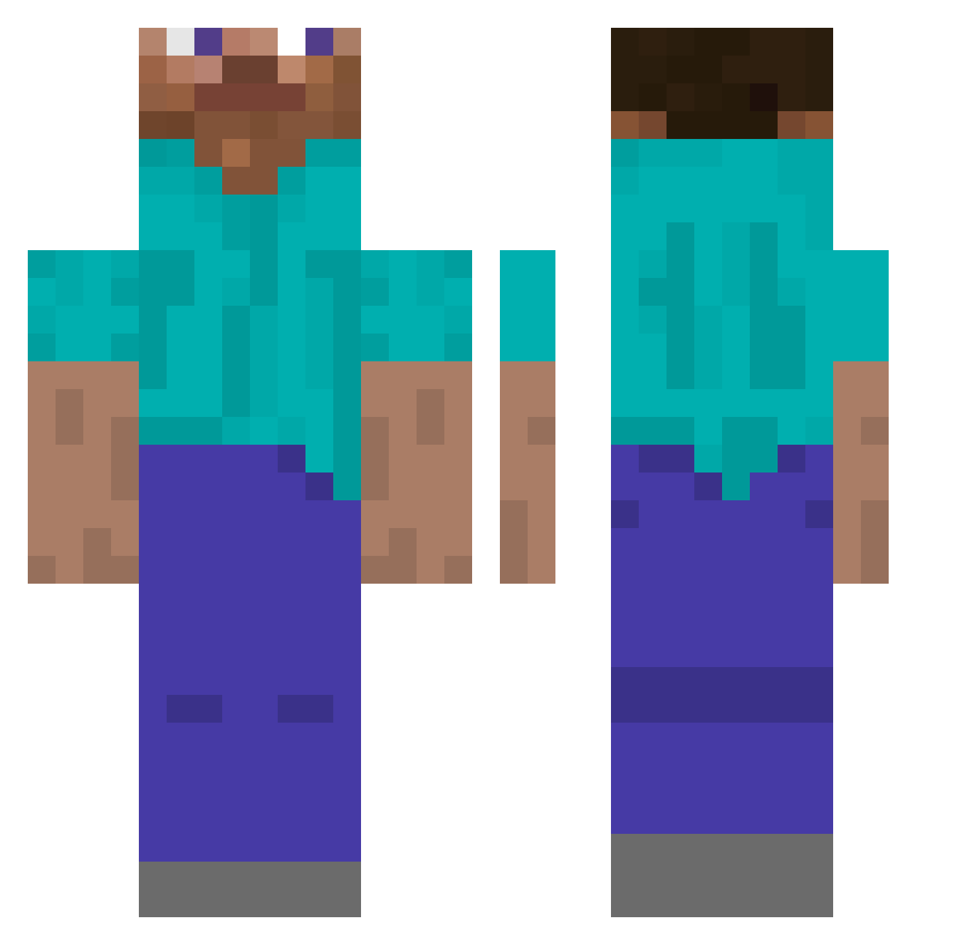 ZenKopfstoss Minecraft skin, front and back view