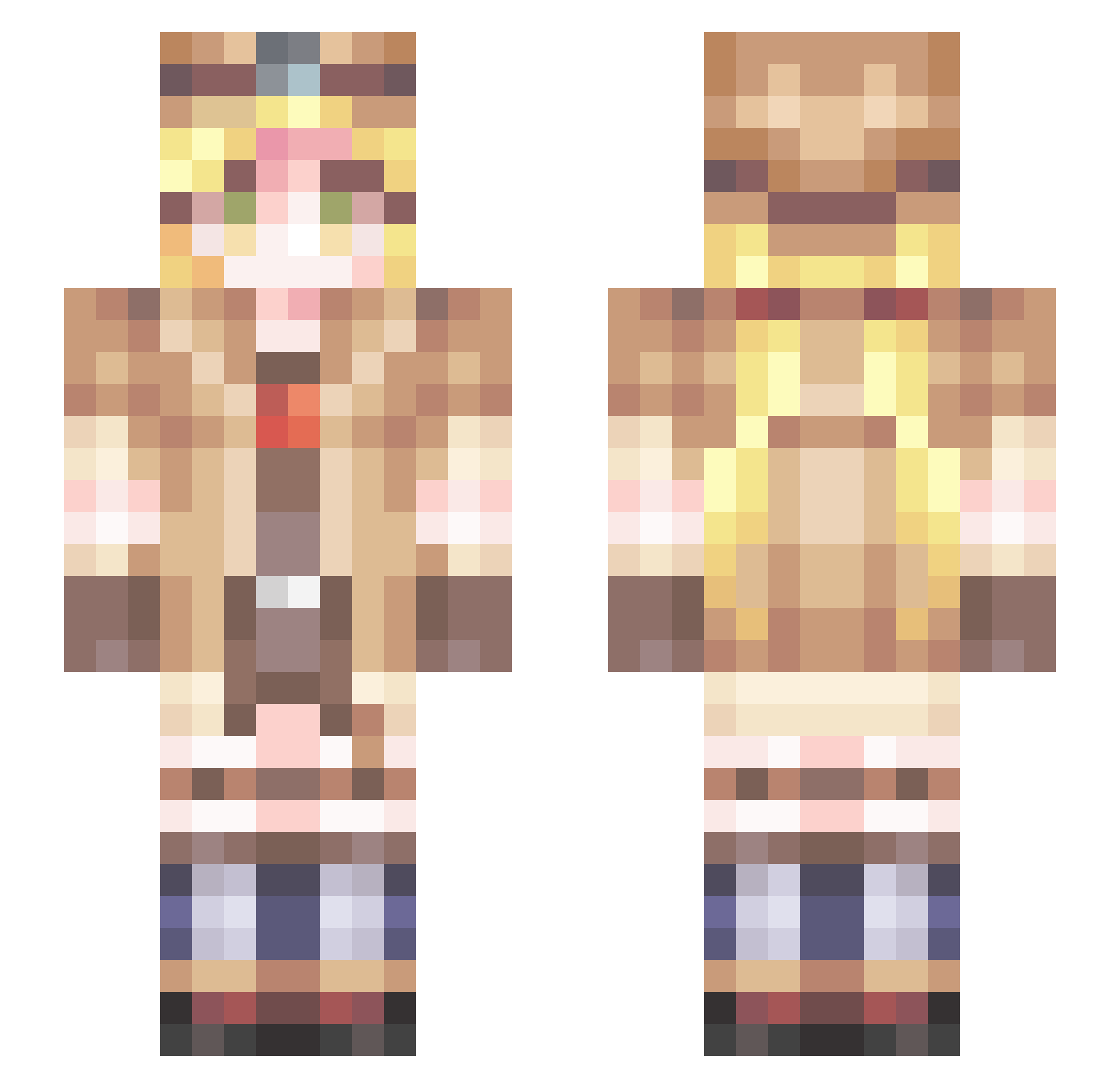 KurisuMakise_ Minecraft skin, front and back view