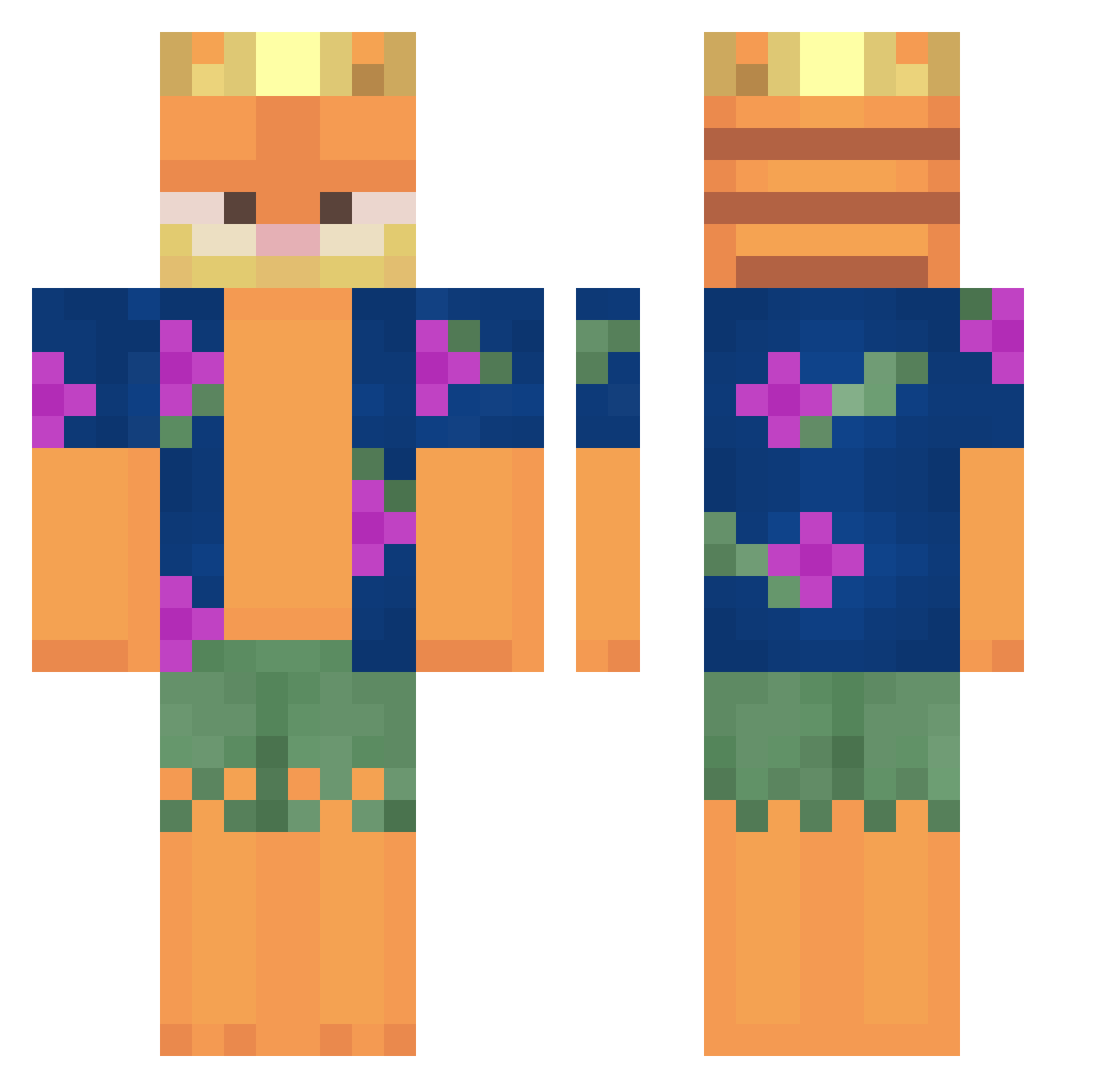 Knafe Minecraft skin, front and back view