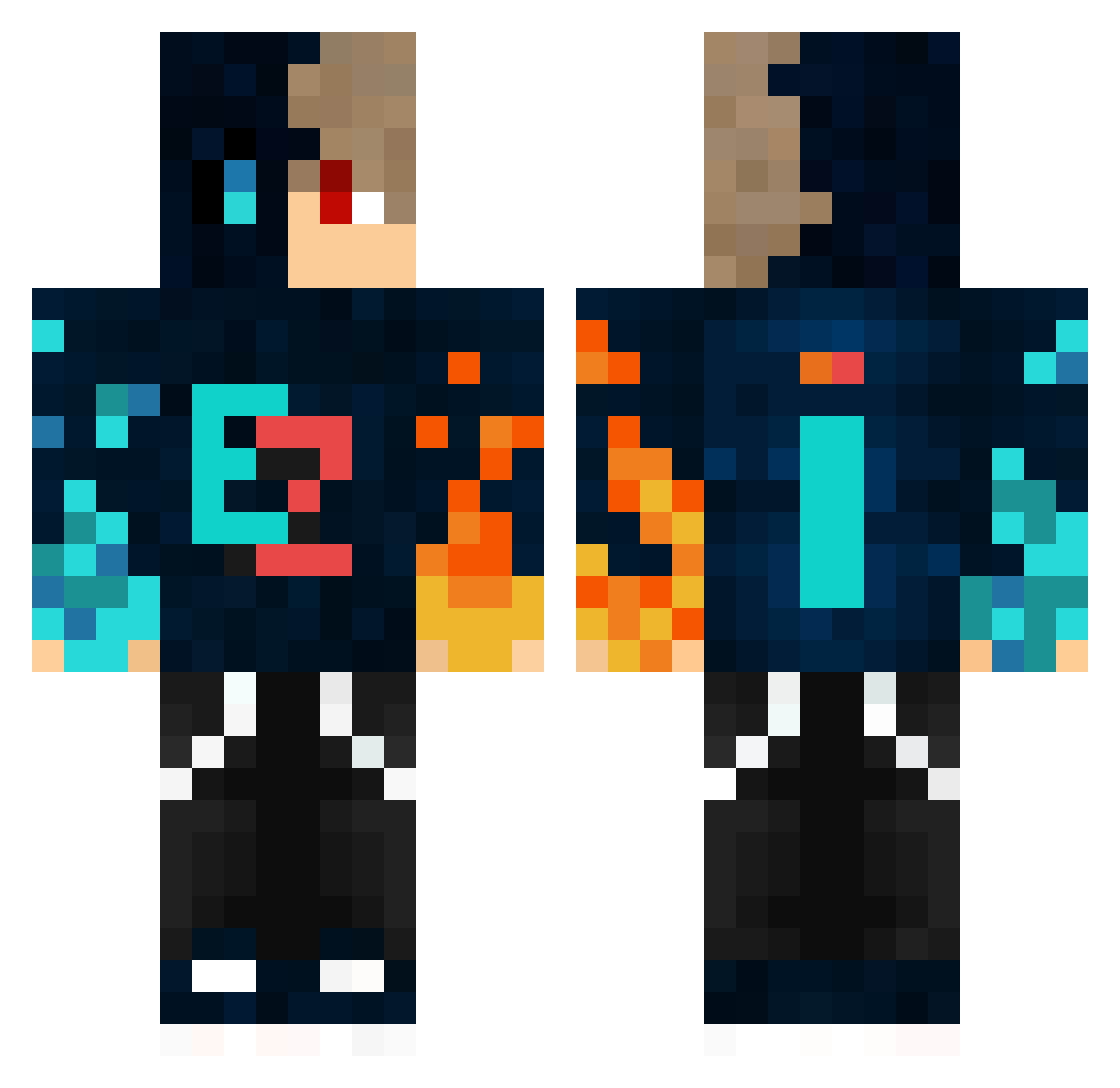 MasdaPlays Minecraft skin, front and back view