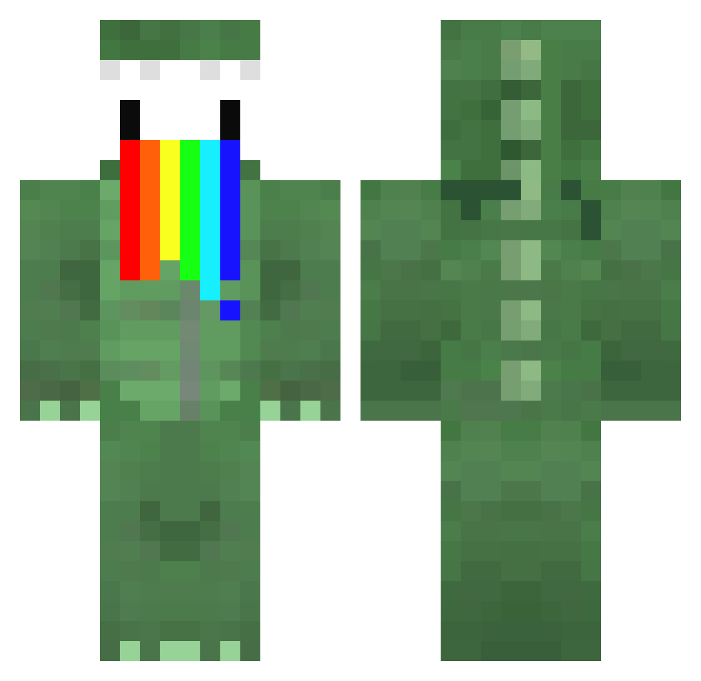 LikeSubscribe Minecraft skin, front and back view