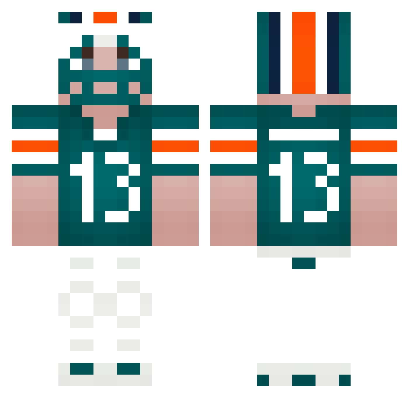 CubbiePlays Minecraft skin, front and back view