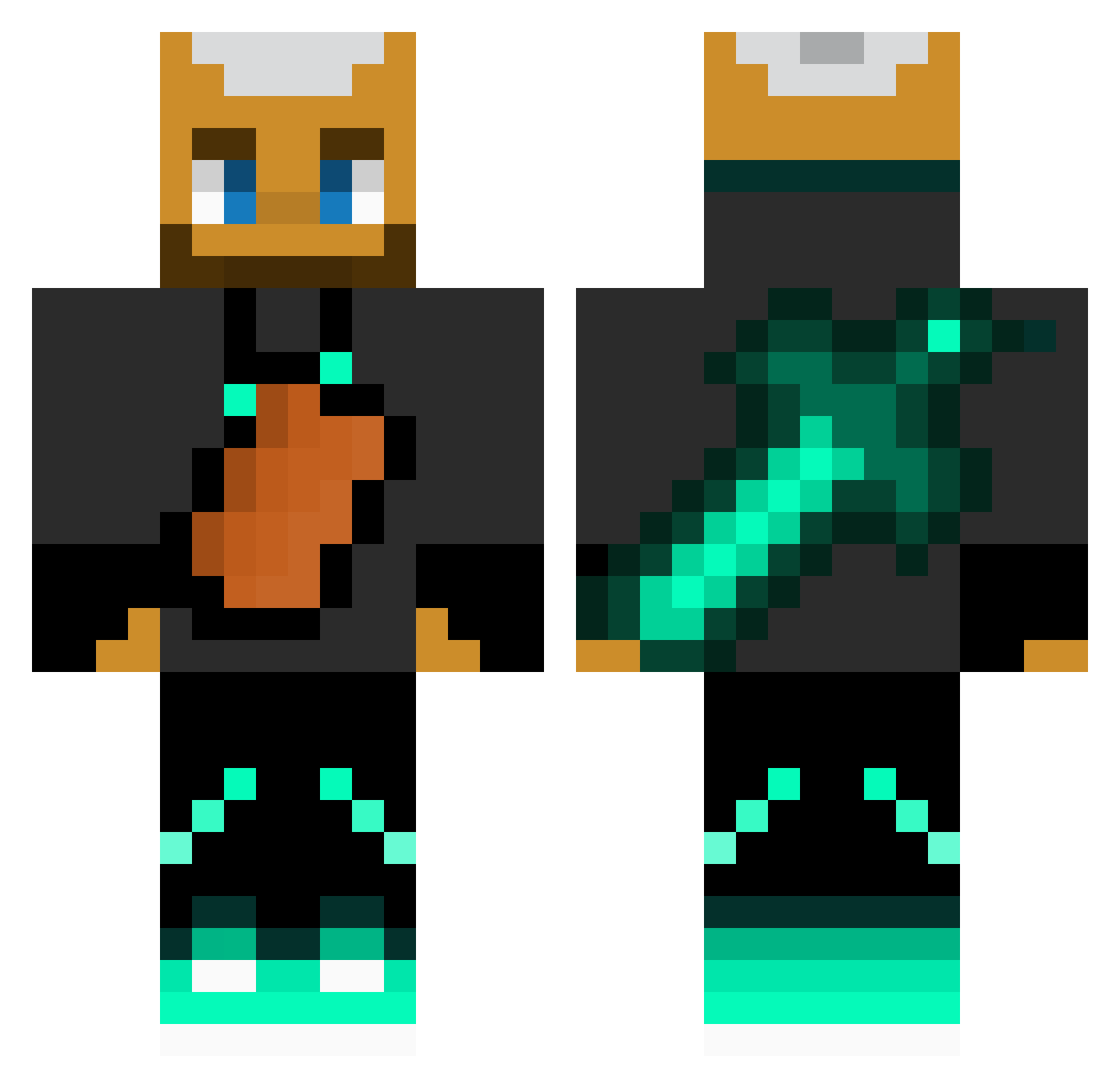 KRooferLP Minecraft skin, front and back view