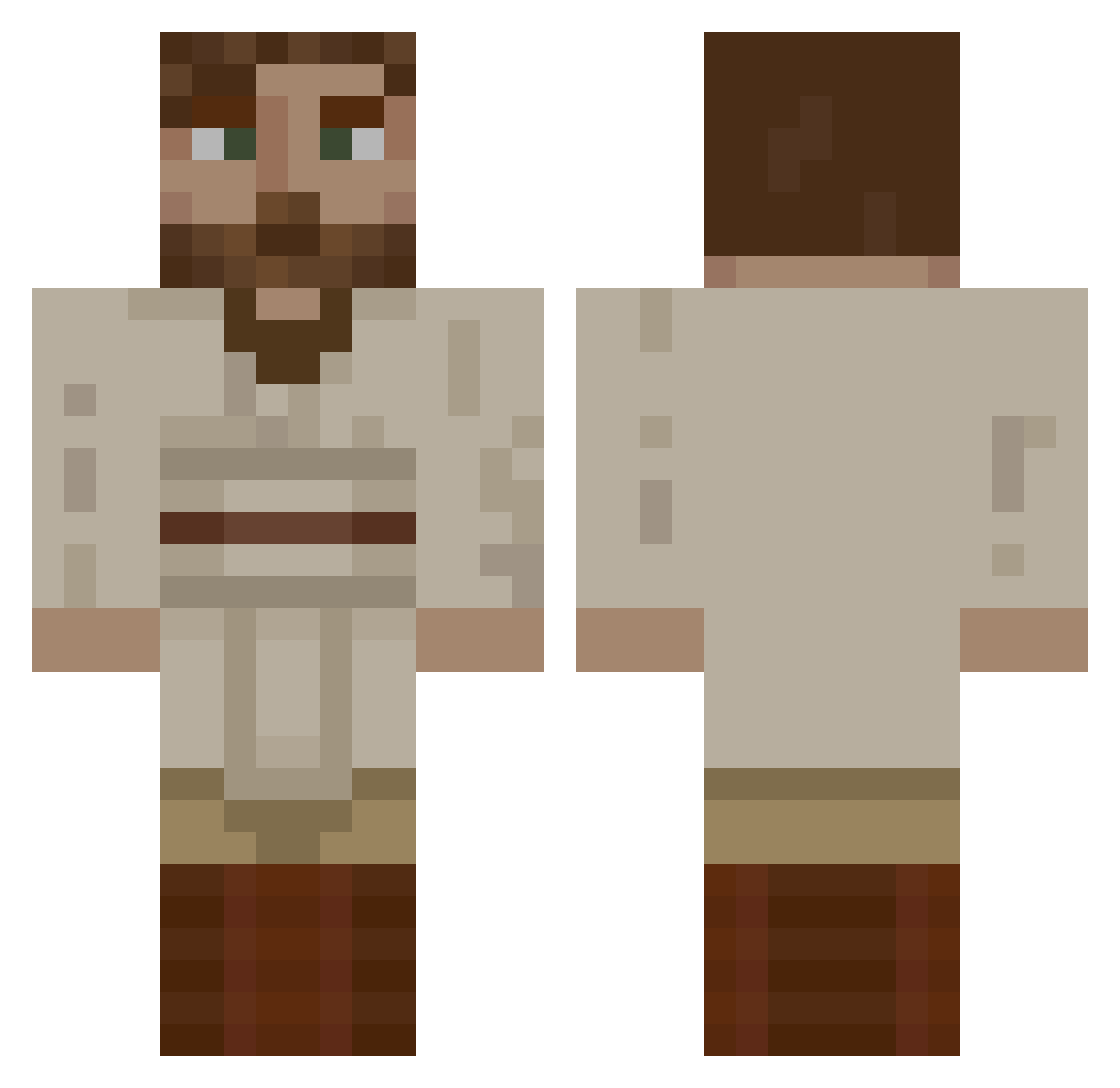 JustOlafek Minecraft skin, front and back view