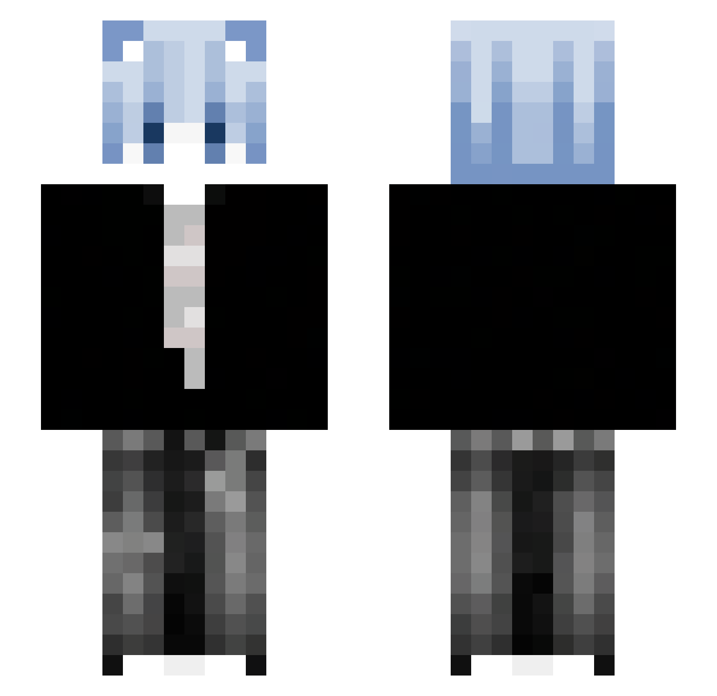 RayyZuh Minecraft skin, front and back view
