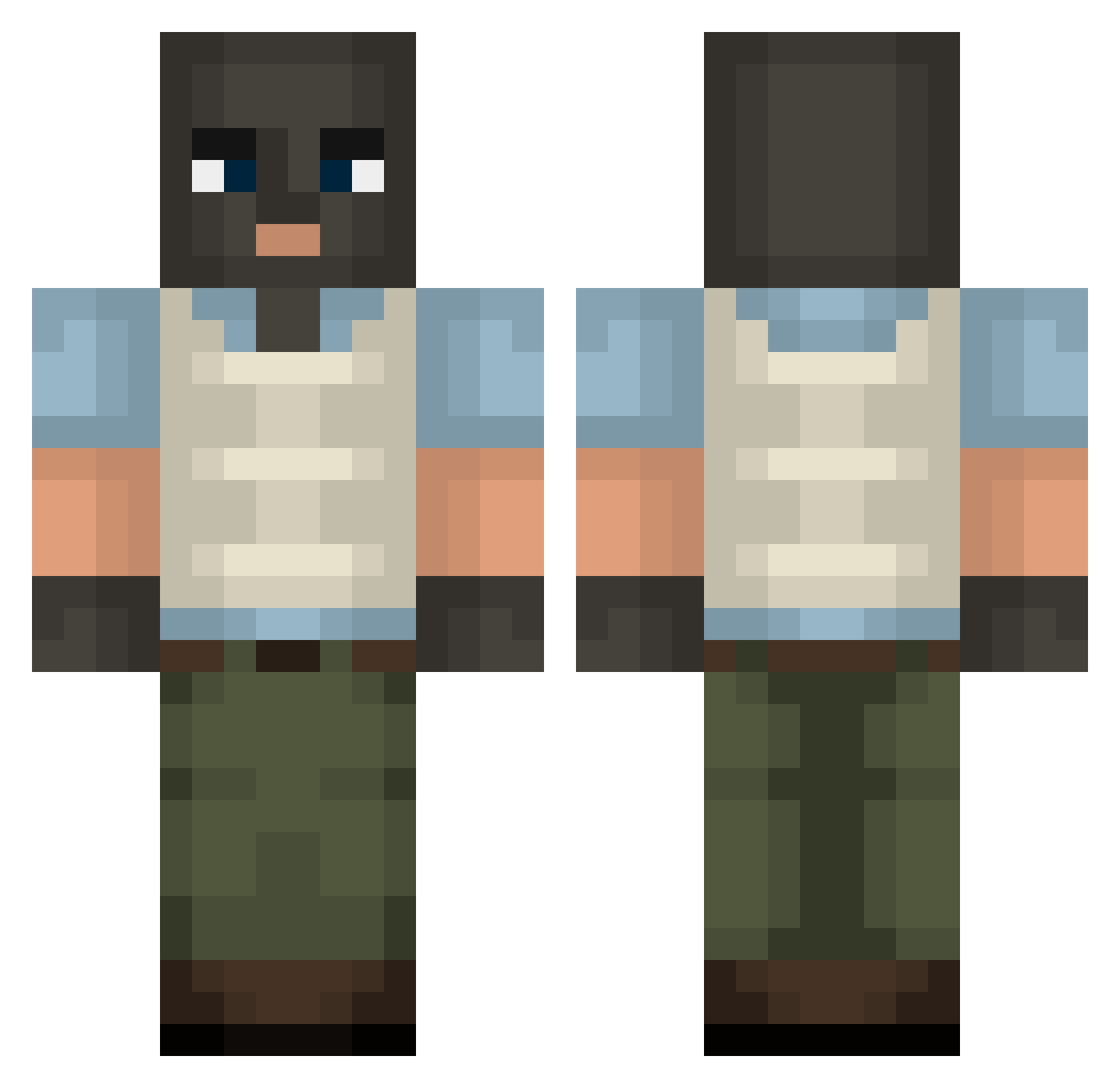 PigGuardCZ Minecraft skin, front and back view