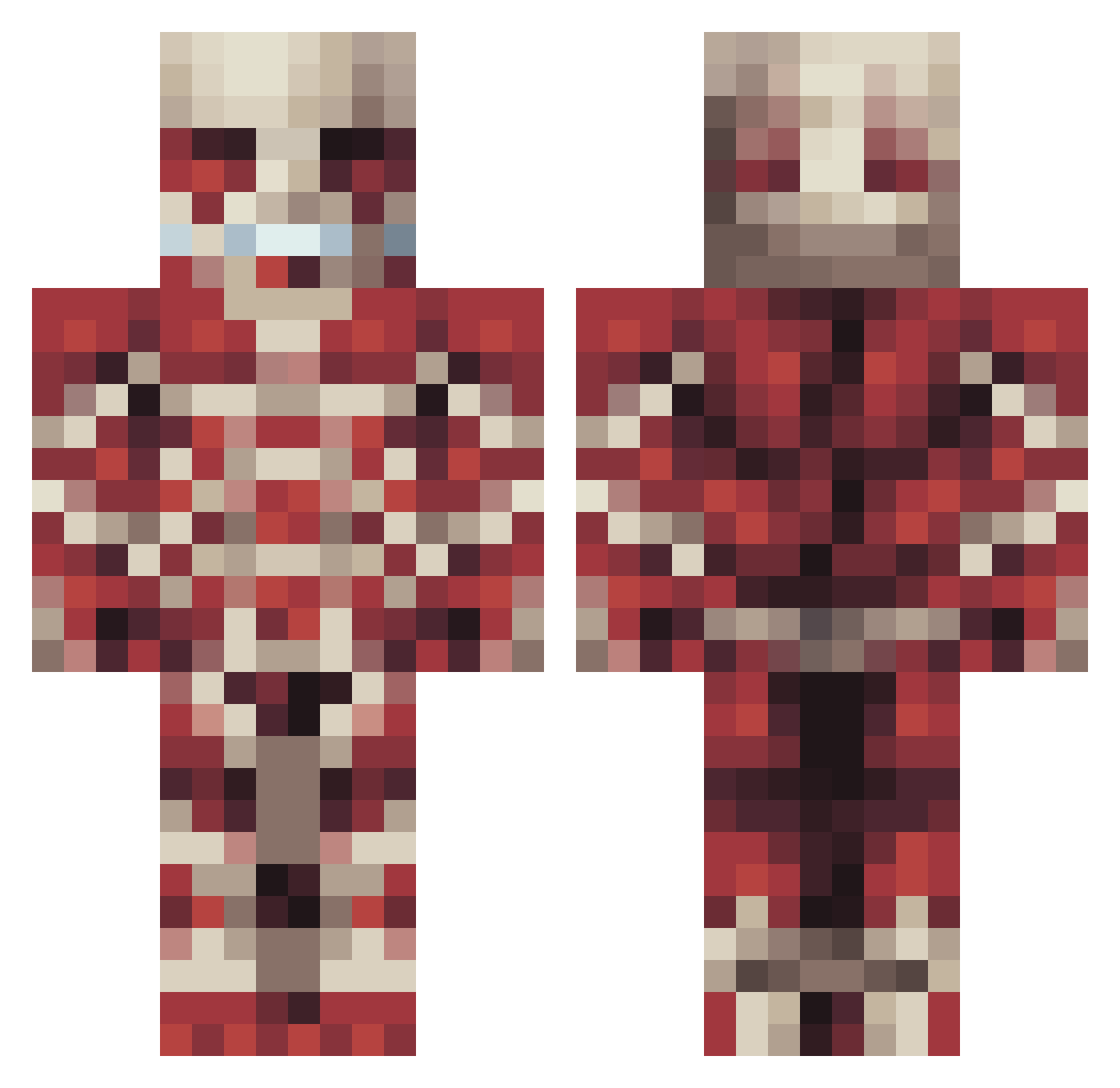 B_0W Minecraft skin, front and back view