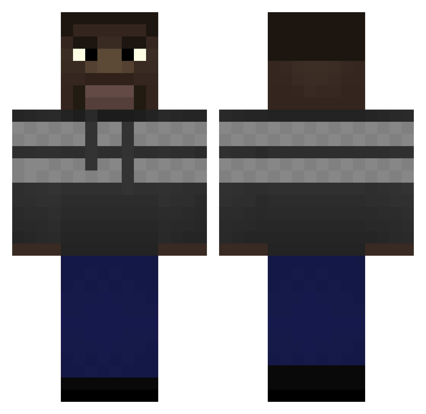 Zupan Minecraft skin, front and back view