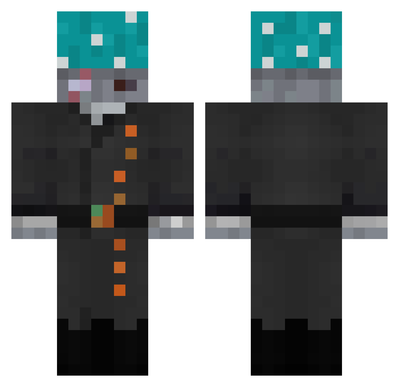 Hroom Minecraft skin, front and back view