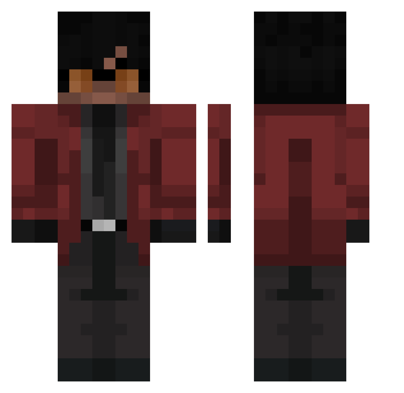 dominant Minecraft skin, front and back view