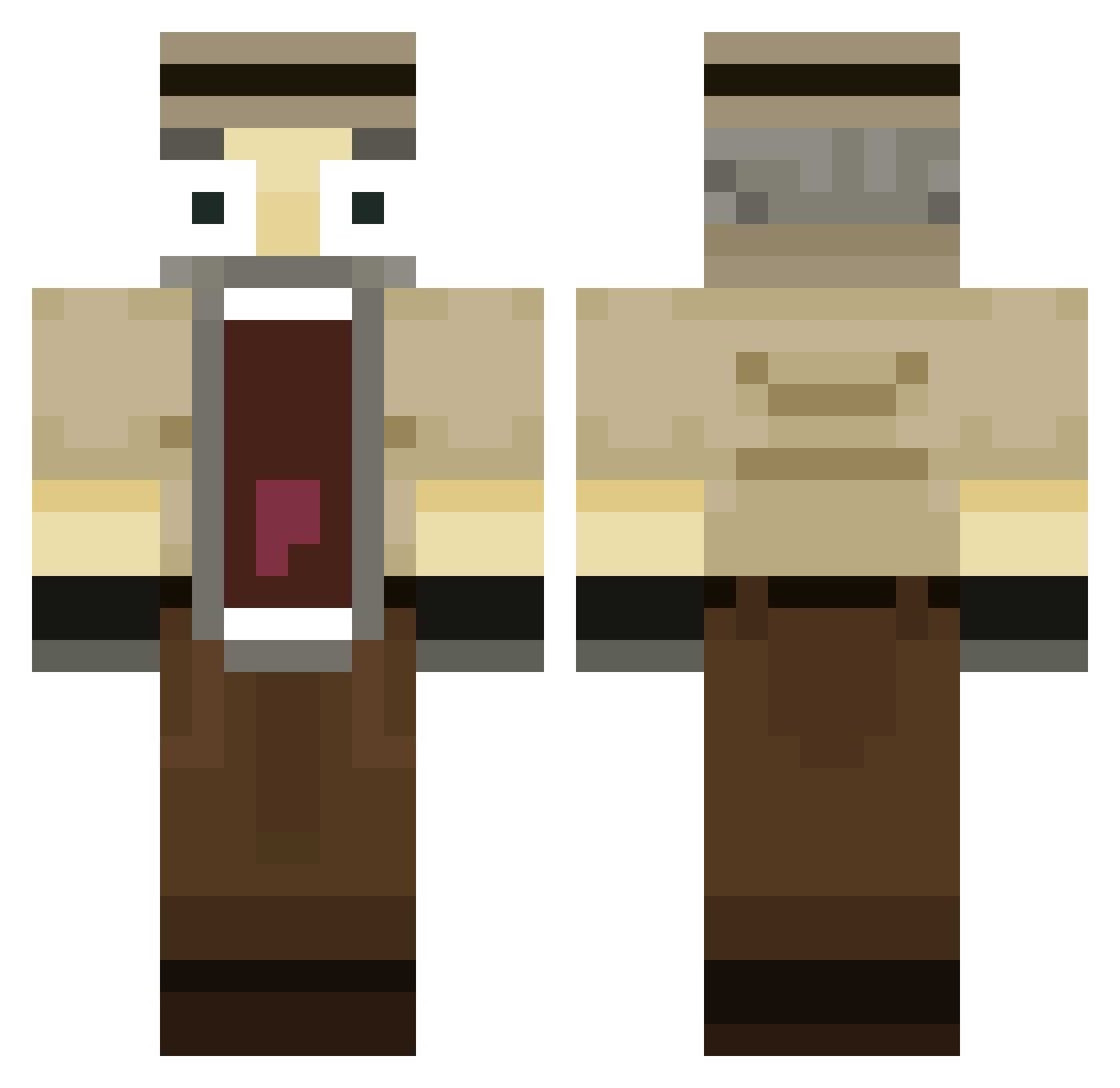 DrGlorp Minecraft skin, front and back view
