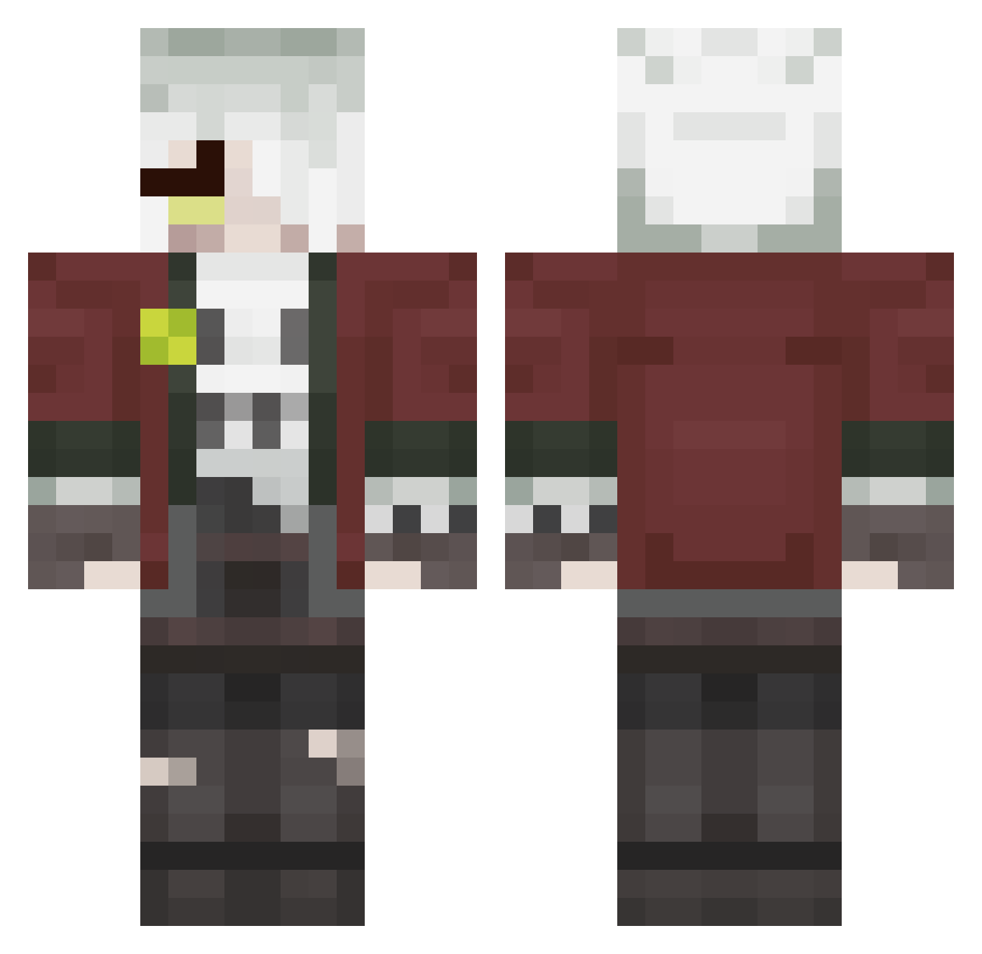 xzykes Minecraft skin, front and back view