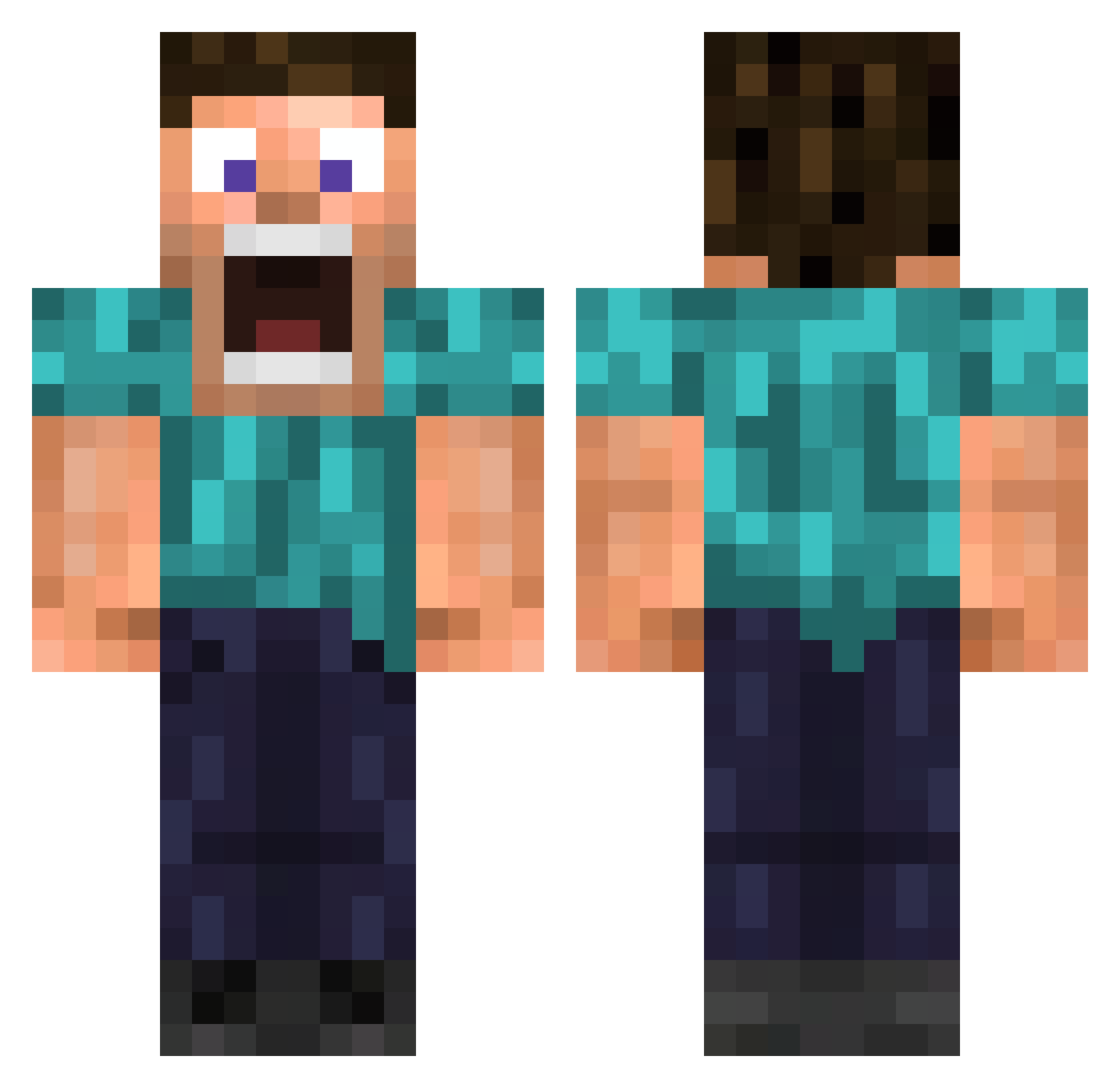 Spumed Minecraft skin, front and back view
