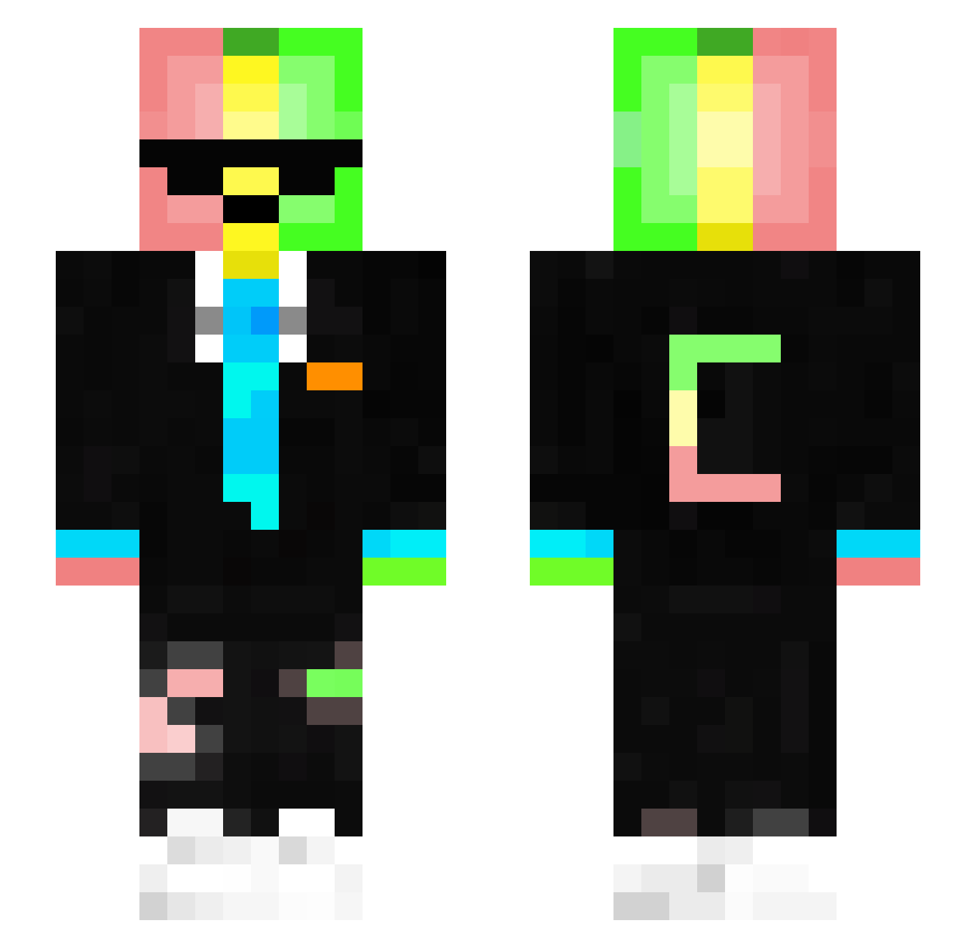 KillerLF Minecraft skin, front and back view