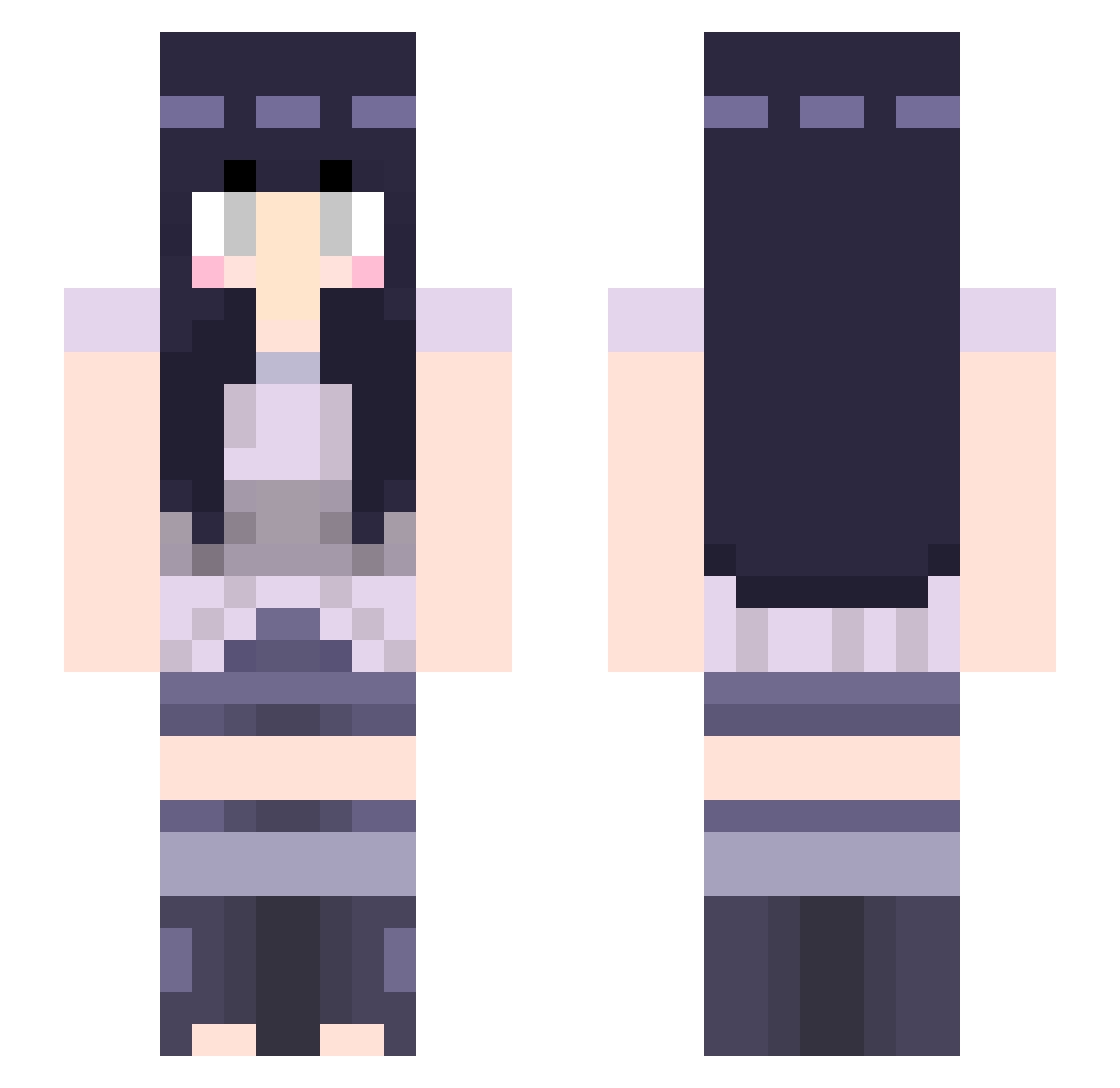 Reindereer Minecraft skin, front and back view