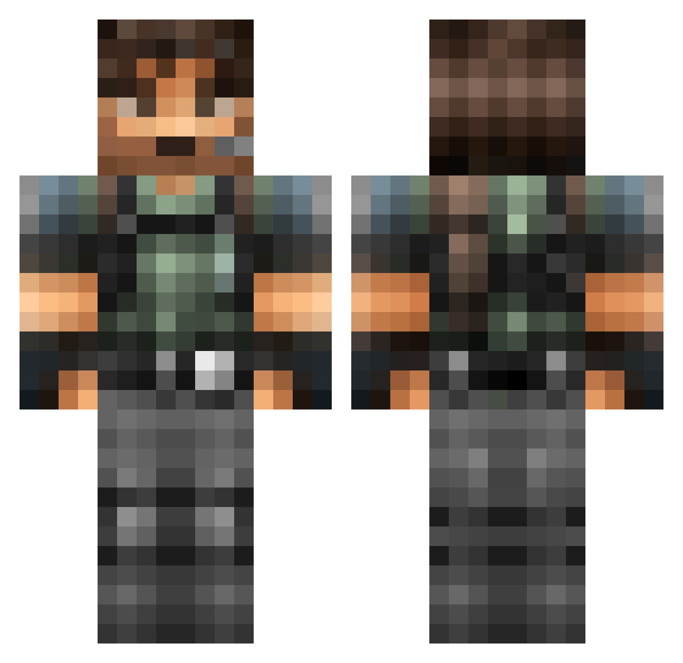 ELoCASTRO Minecraft skin, front and back view