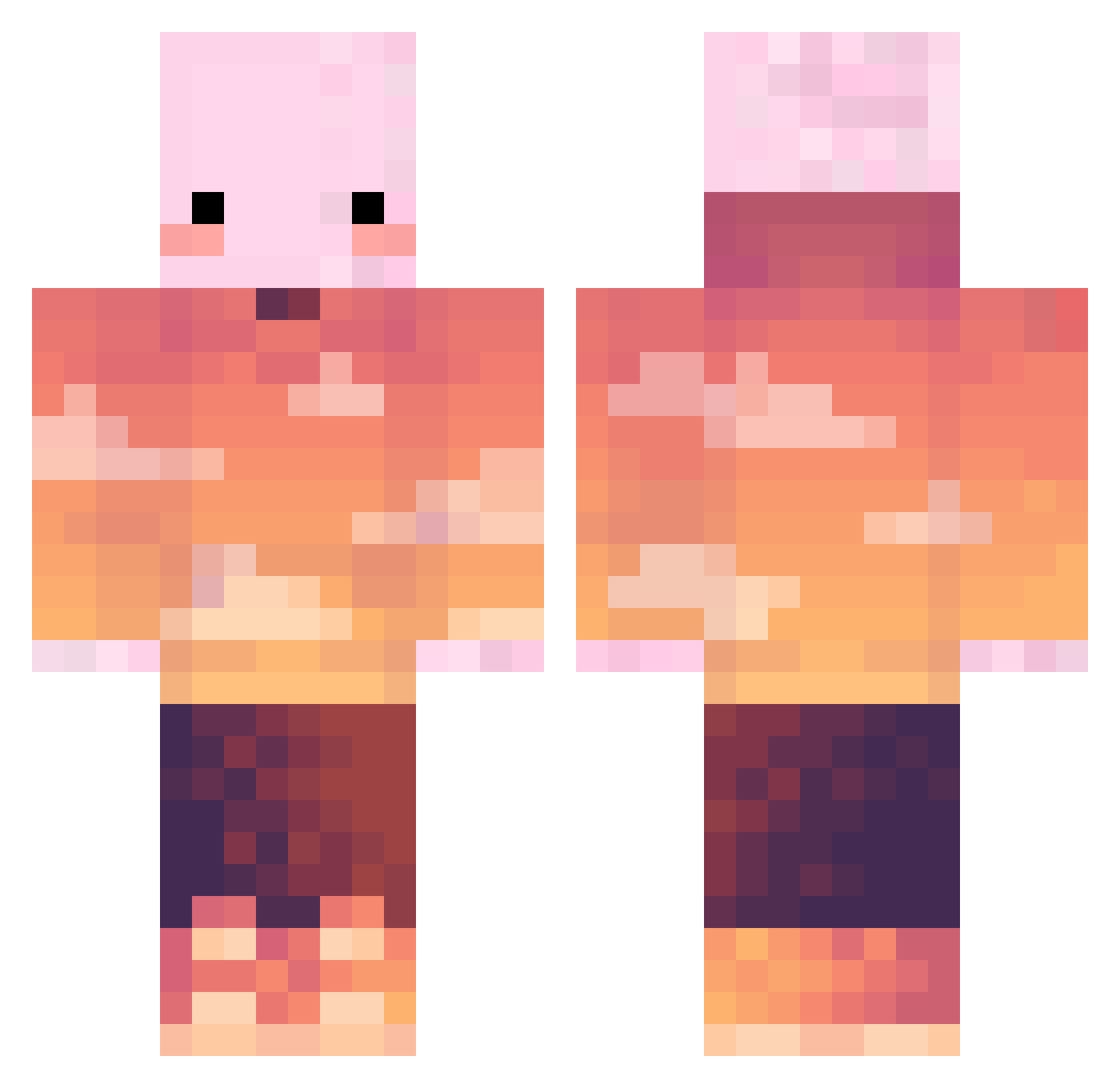 Cabao Minecraft skin, front and back view
