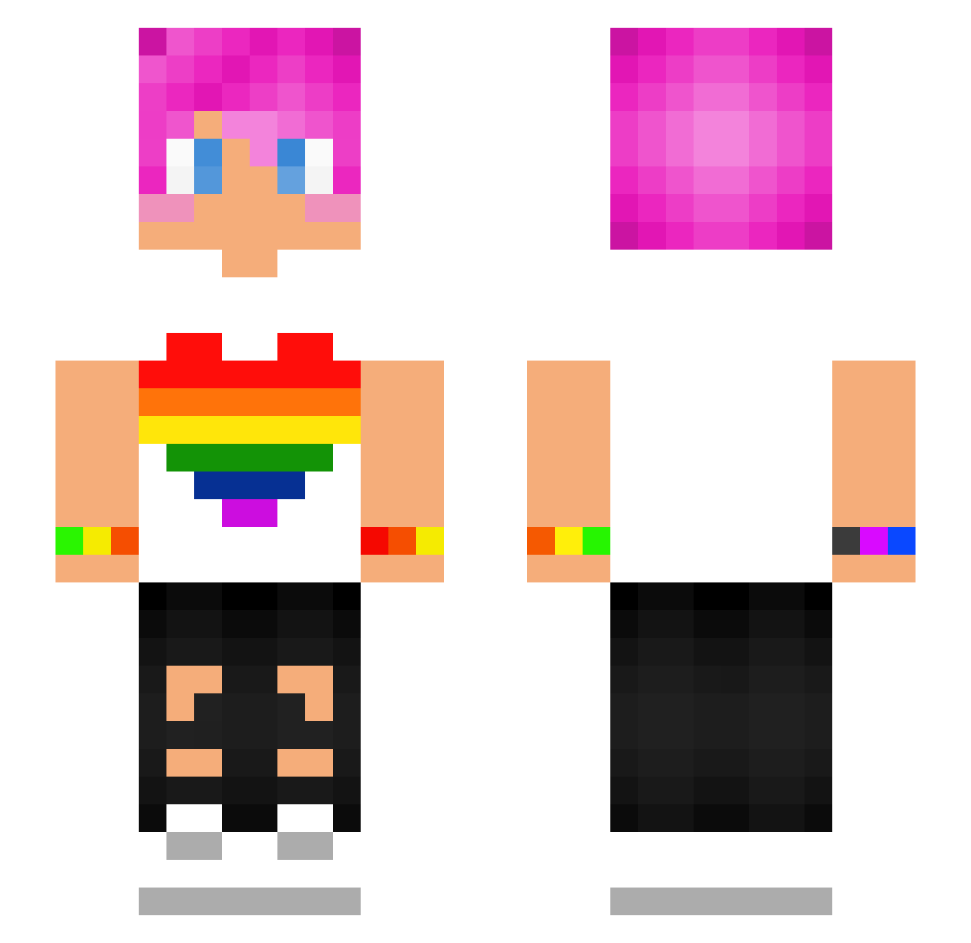 BEWEGEBILD Minecraft skin, front and back view