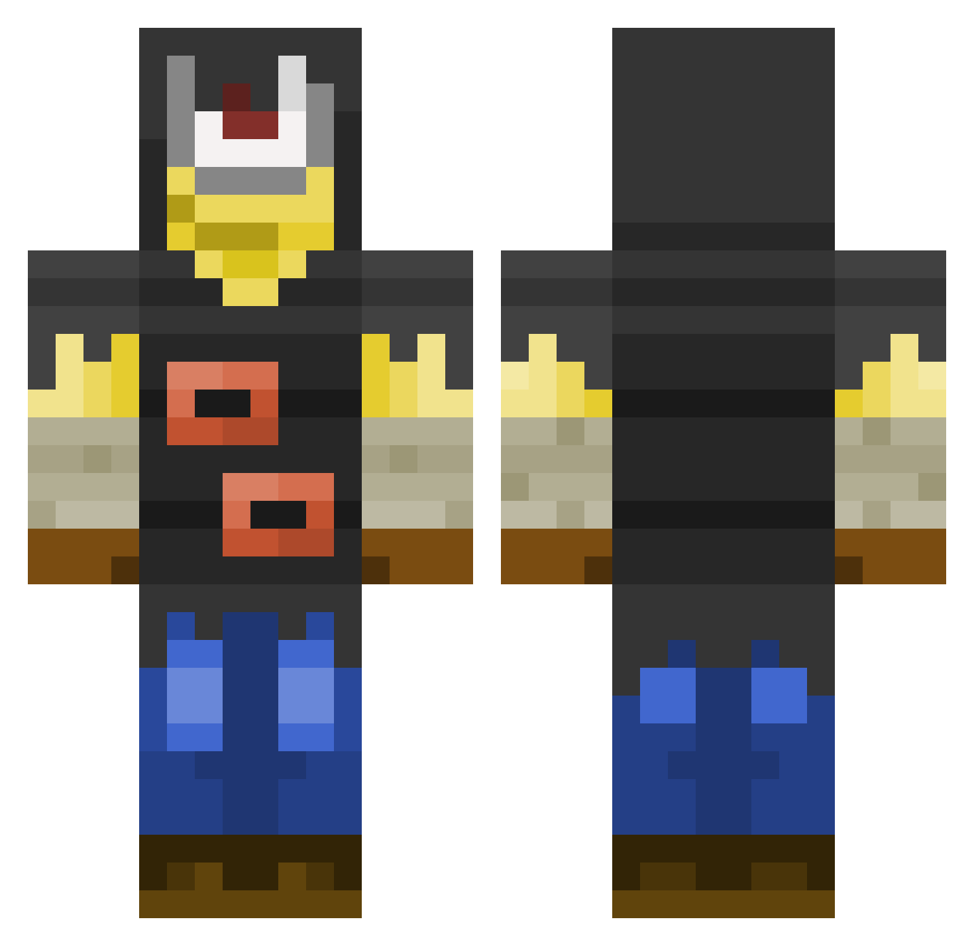 Danoobster Minecraft skin, front and back view