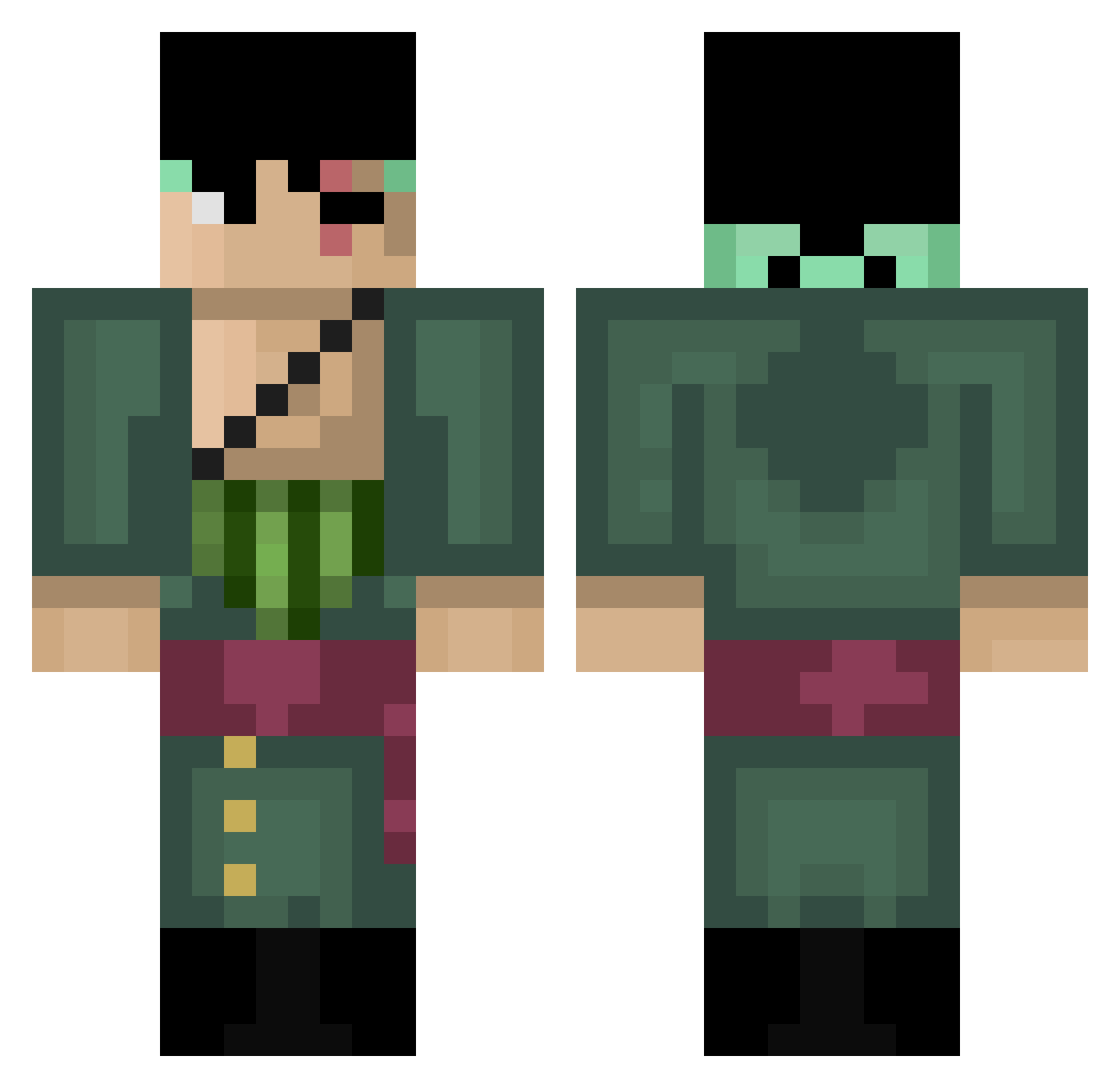 TheShrekster Minecraft skin, front and back view