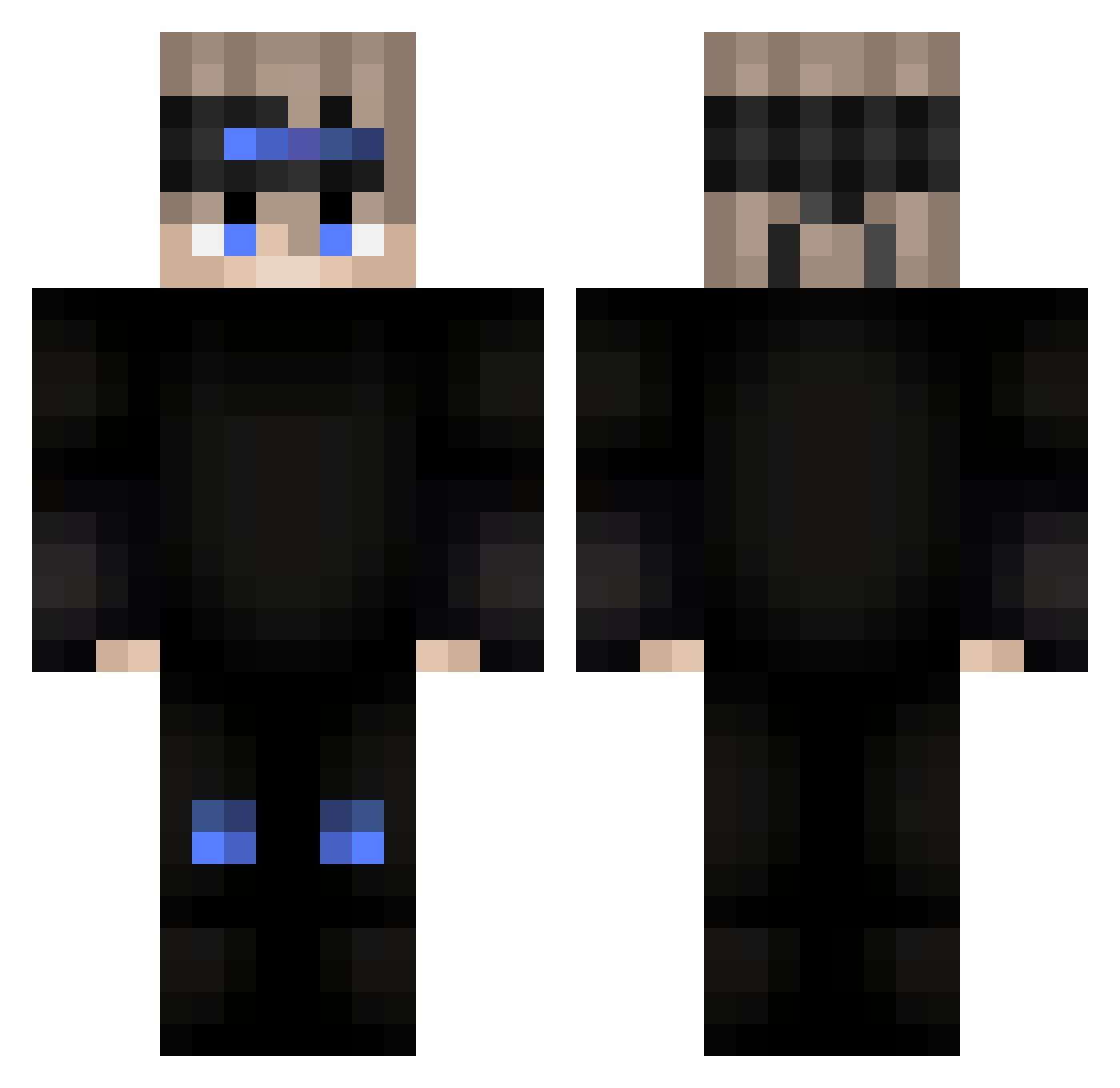 vHxpnotxc Minecraft skin, front and back view