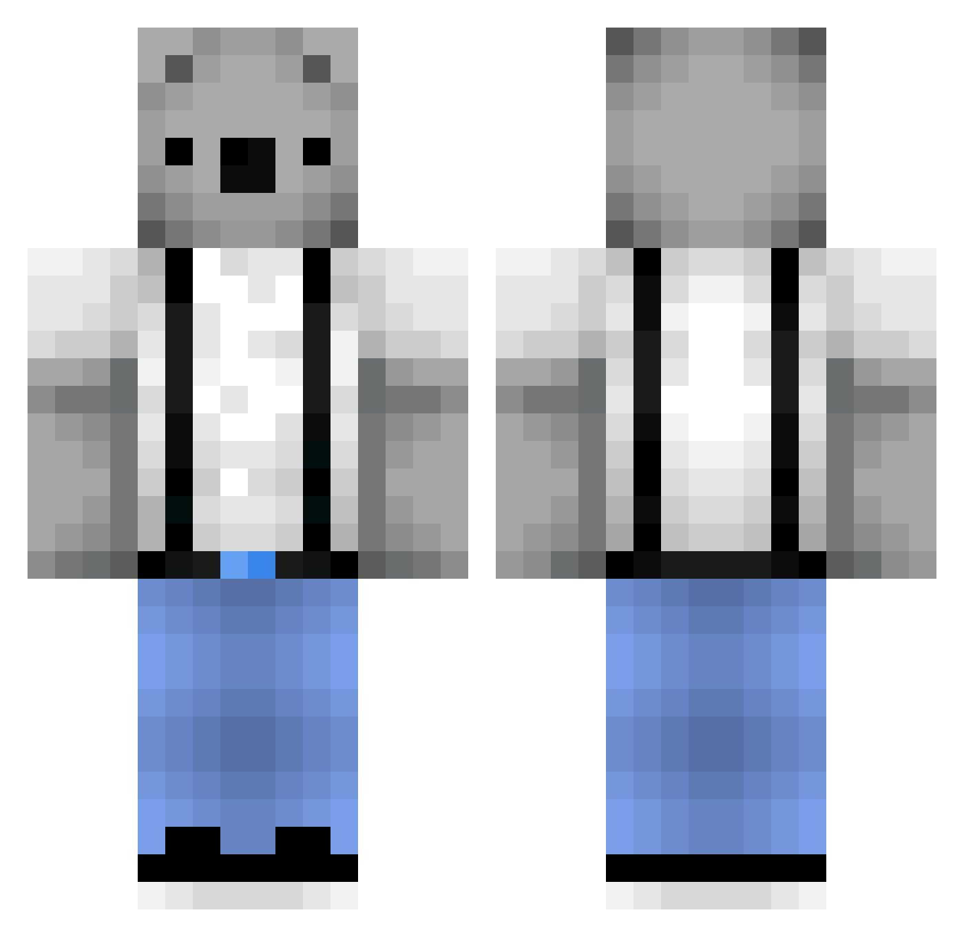 Seggly Minecraft skin, front and back view