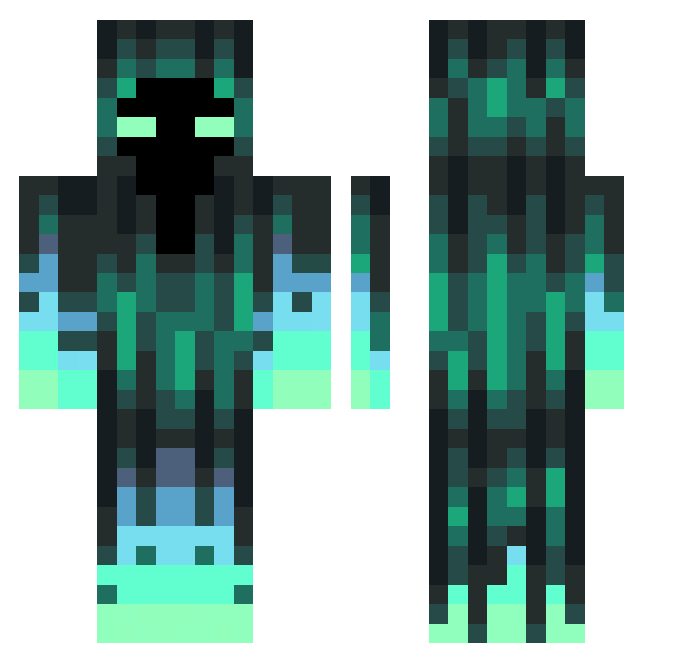 Hiiaii Minecraft skin, front and back view