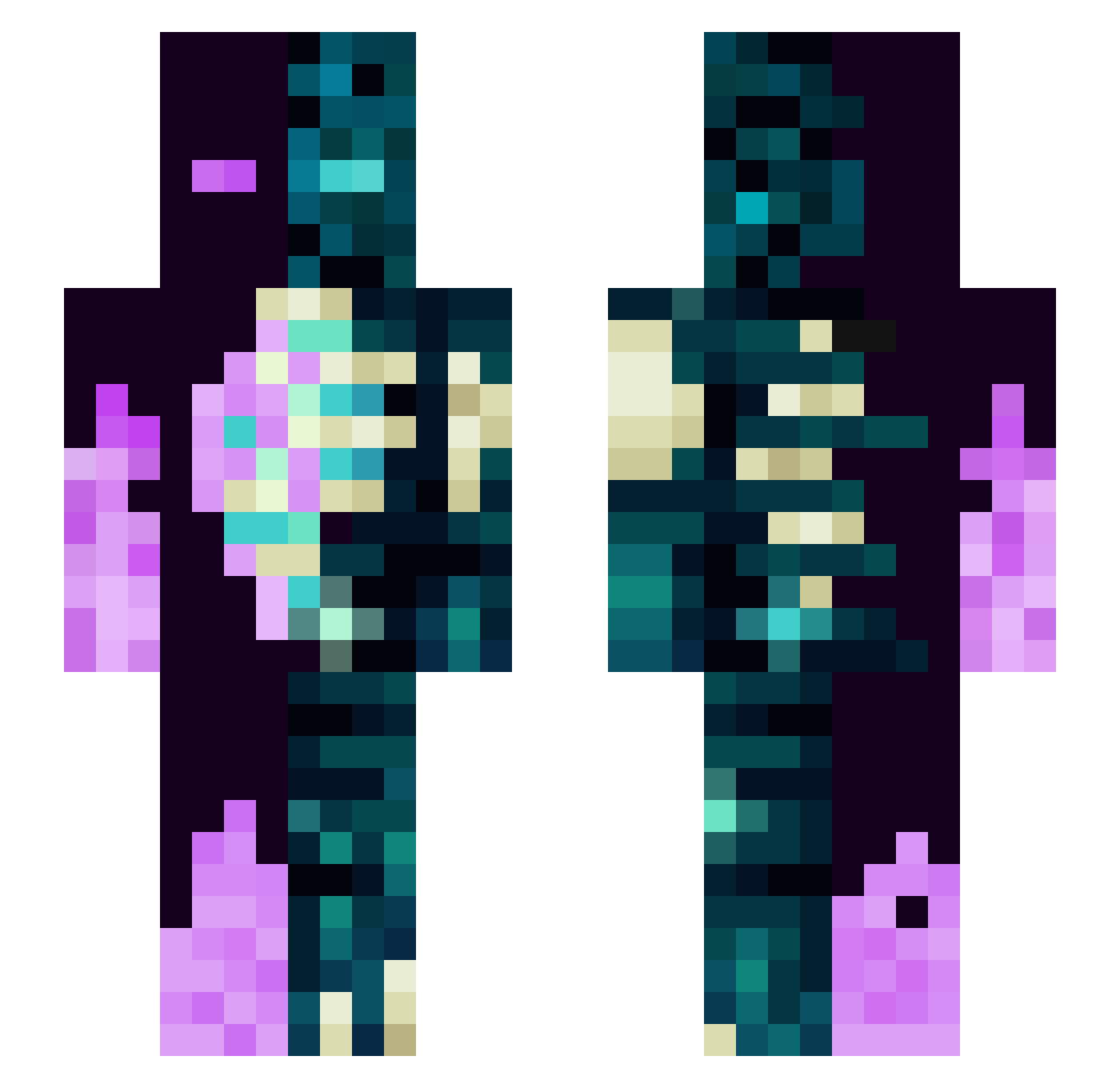 NjHojia Minecraft skin, front and back view