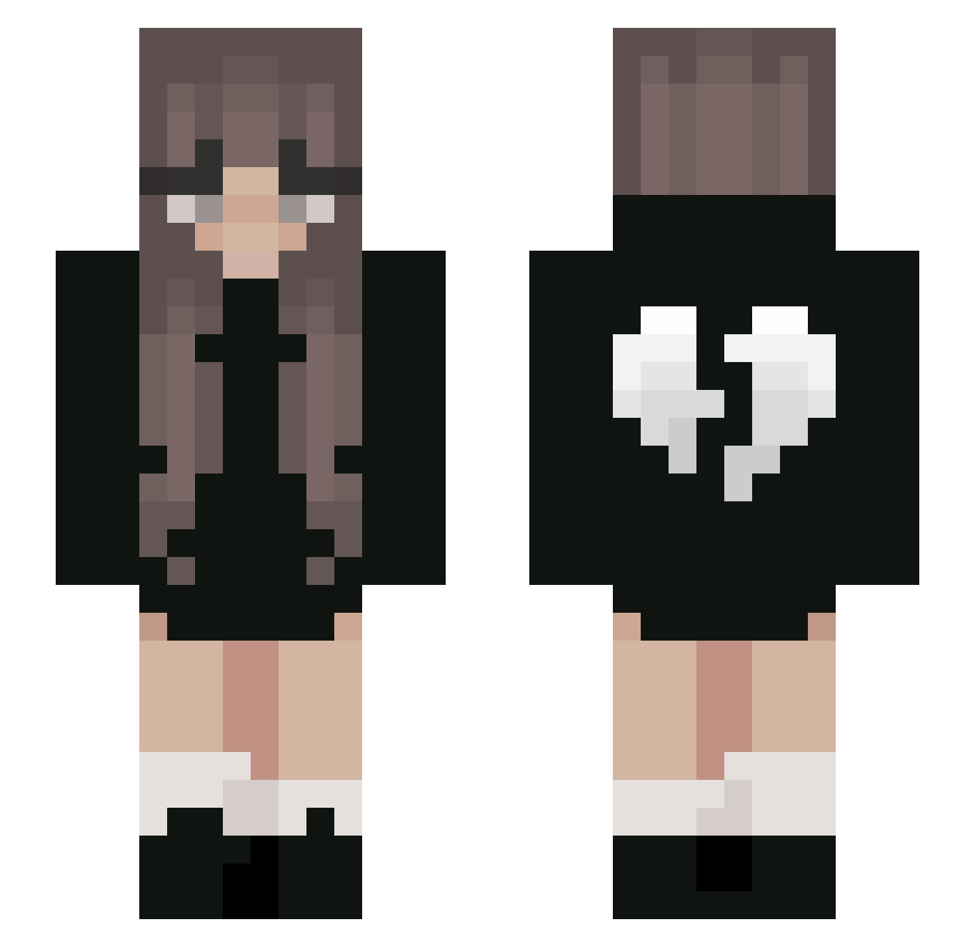 SkyHealia Minecraft skin, front and back view