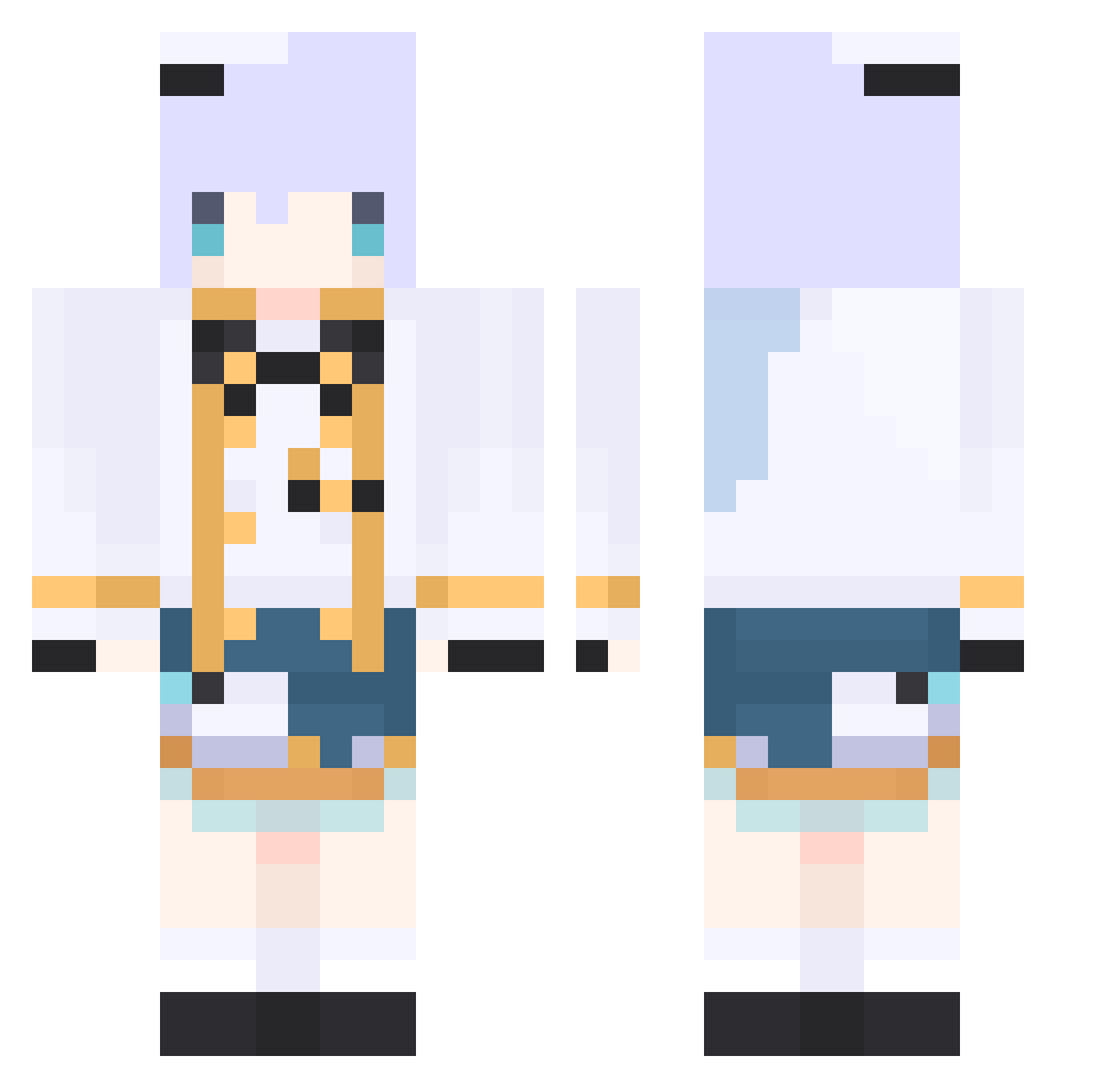 blancninelie Minecraft skin, front and back view
