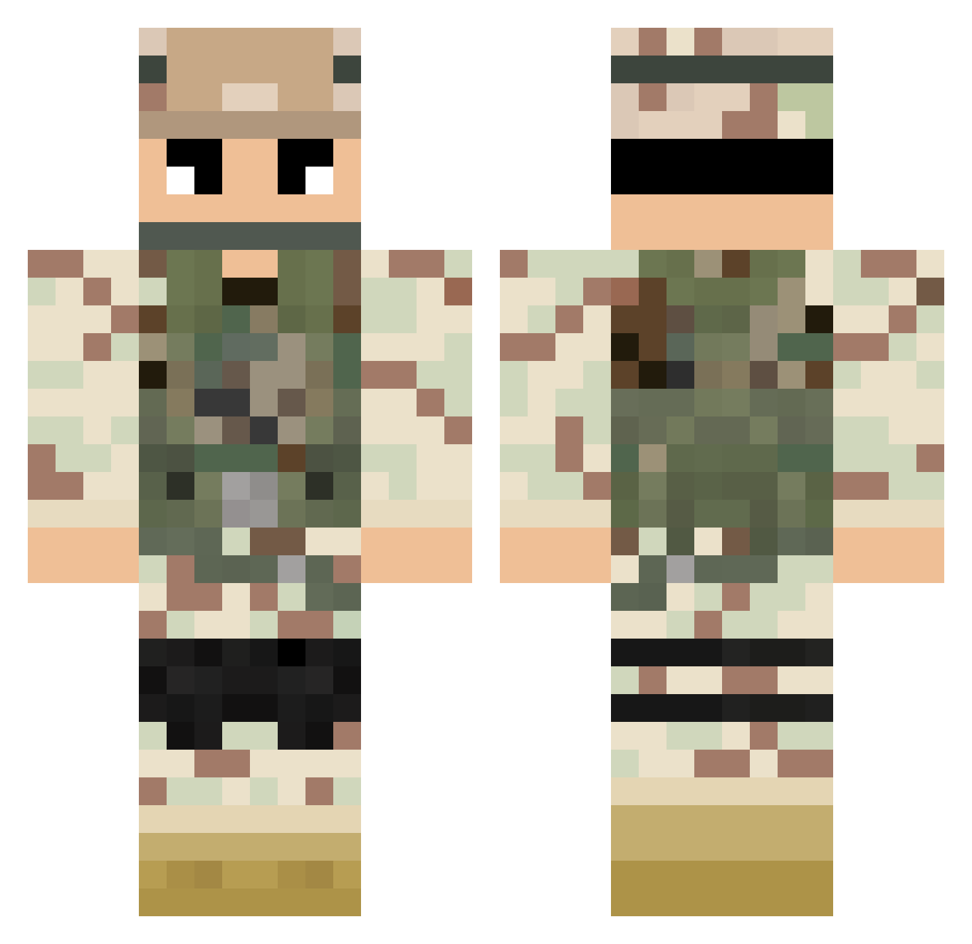 Gozillahunter Minecraft skin, front and back view