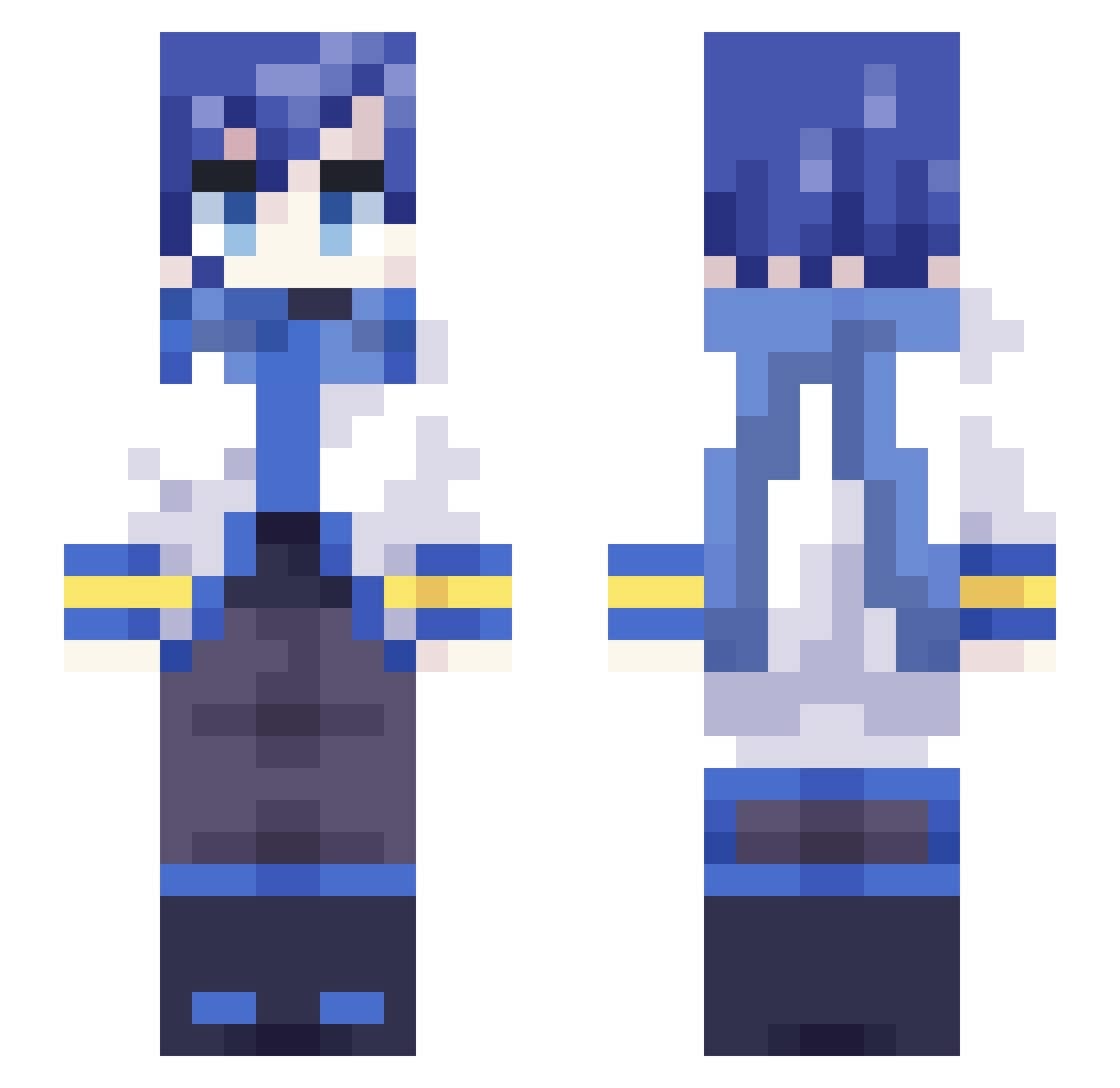 Hamamelidaceous Minecraft skin, front and back view