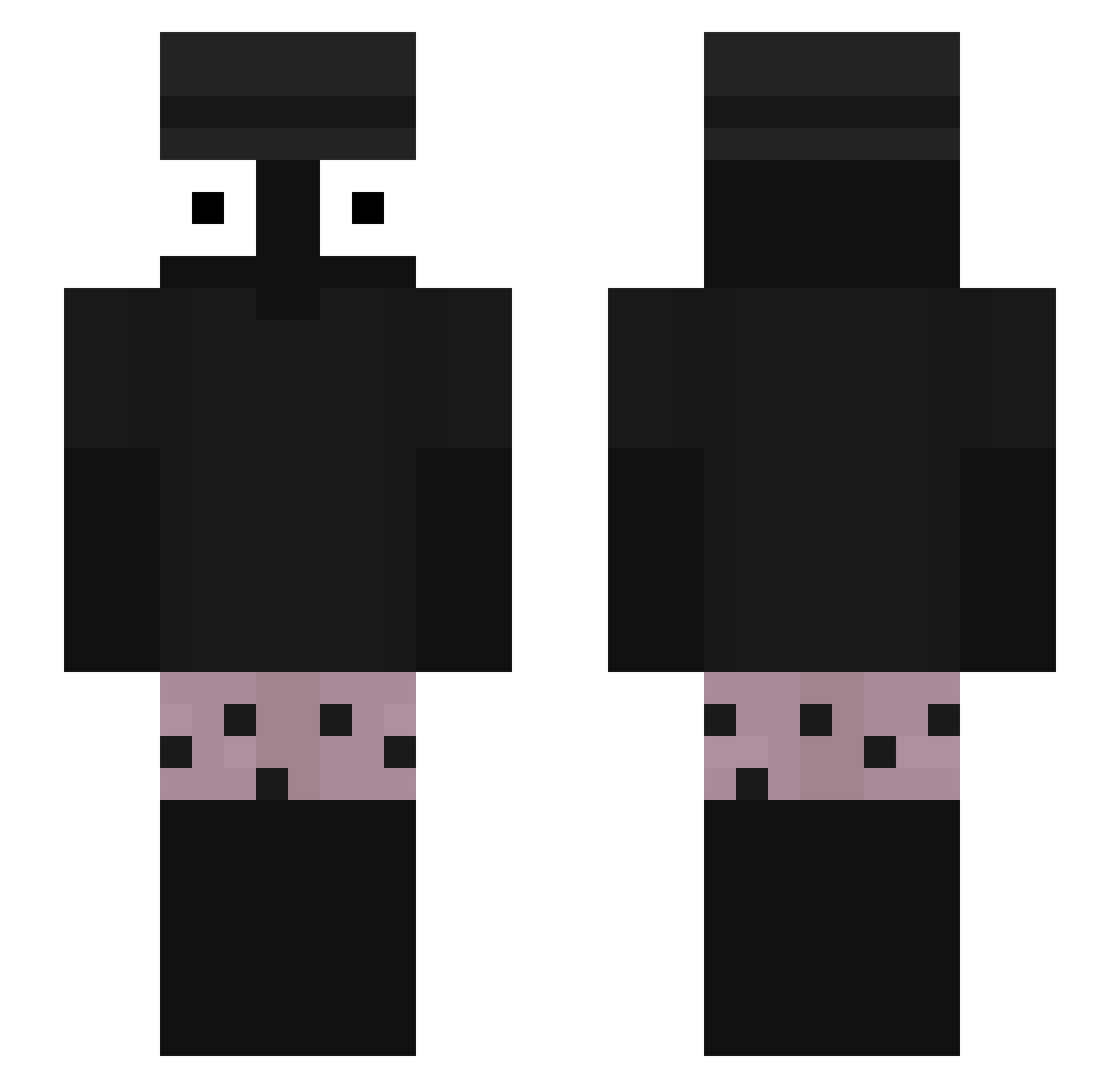 Yqsin Minecraft skin, front and back view