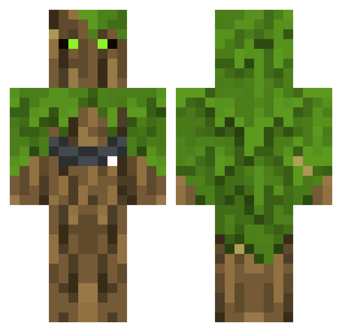 Flibflab Minecraft skin, front and back view