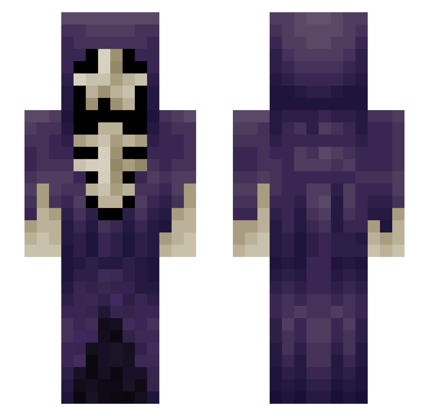 iceslated Minecraft skin, front and back view