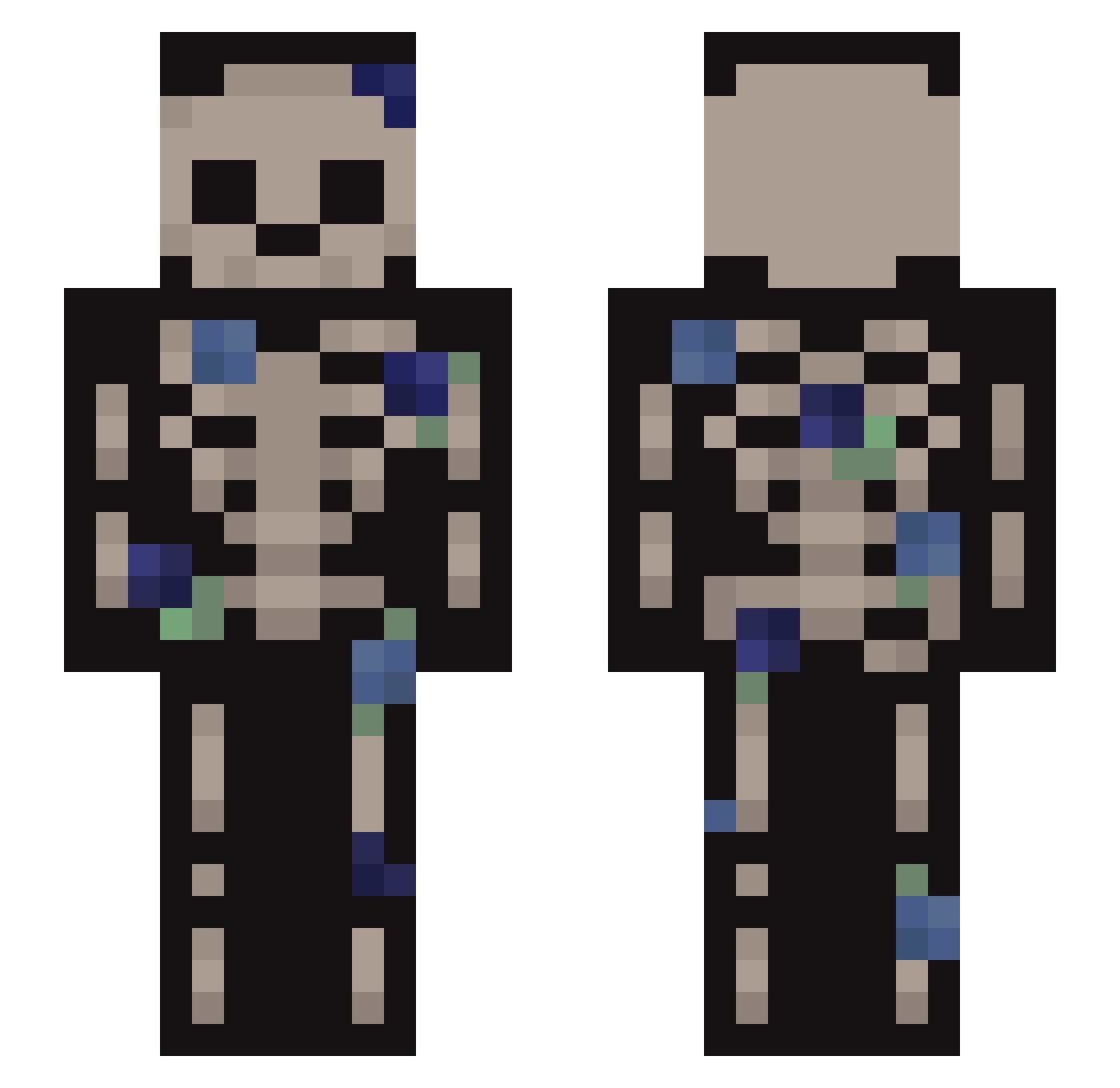 MonkeTrizy Minecraft skin, front and back view