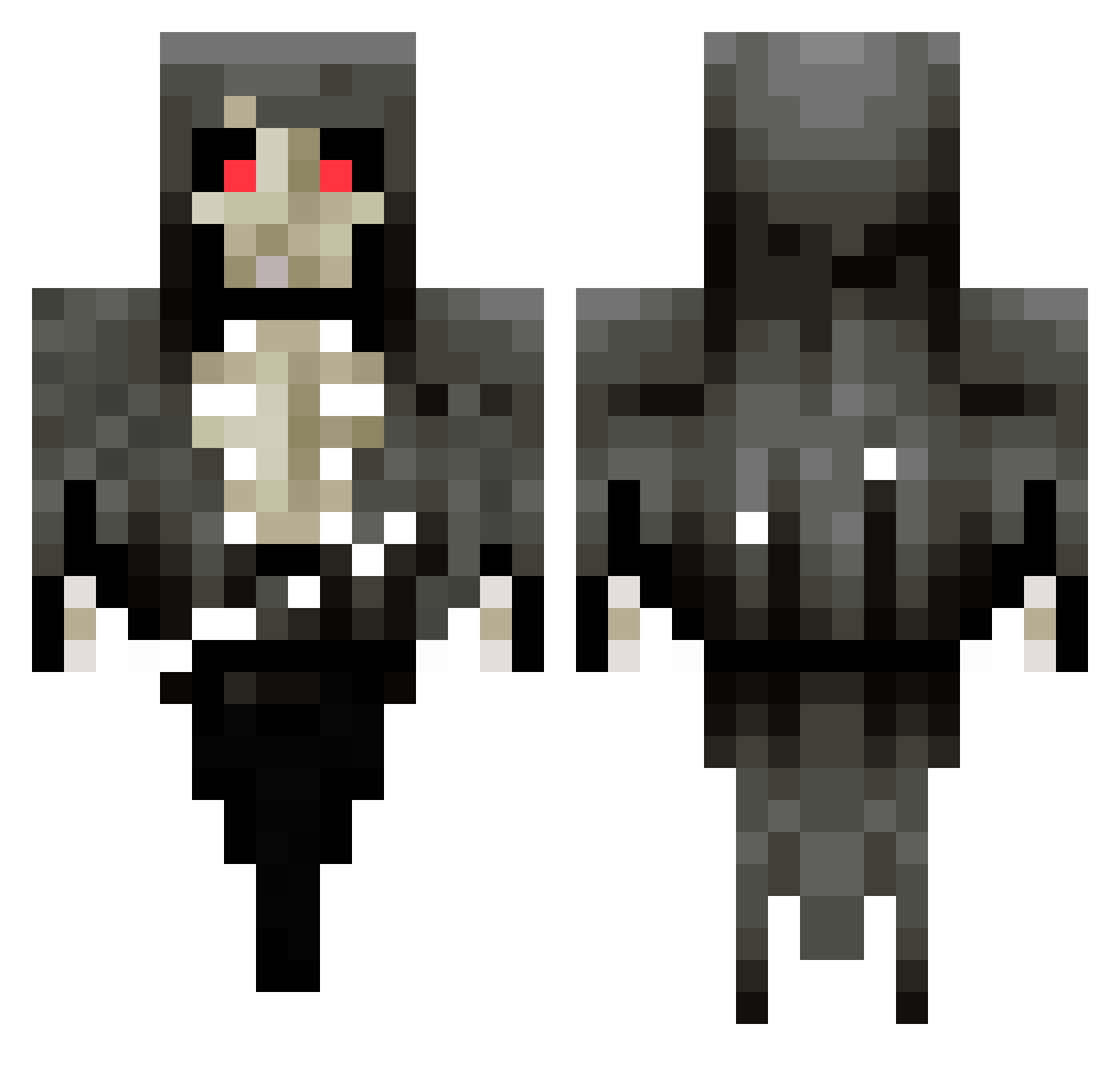 WaaaghNL Minecraft skin, front and back view