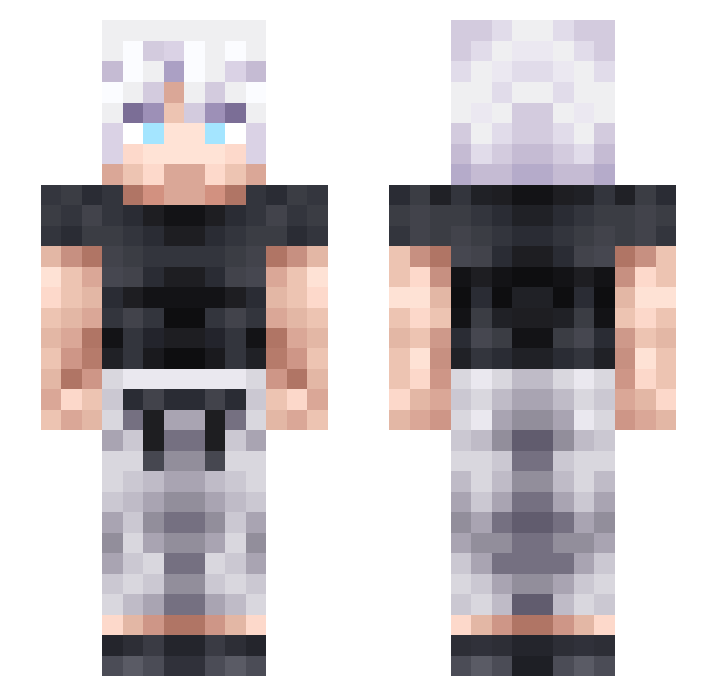 NoobyExists Minecraft skin, front and back view