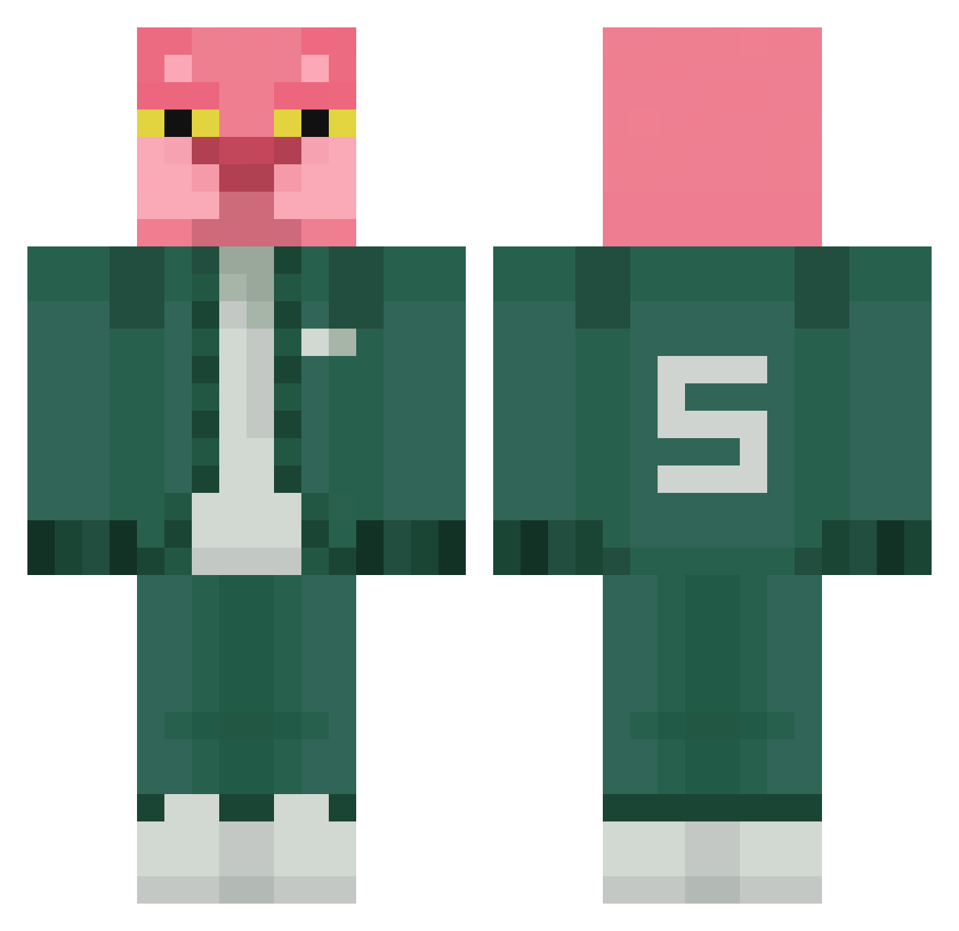 Unixbaretuta Minecraft skin, front and back view