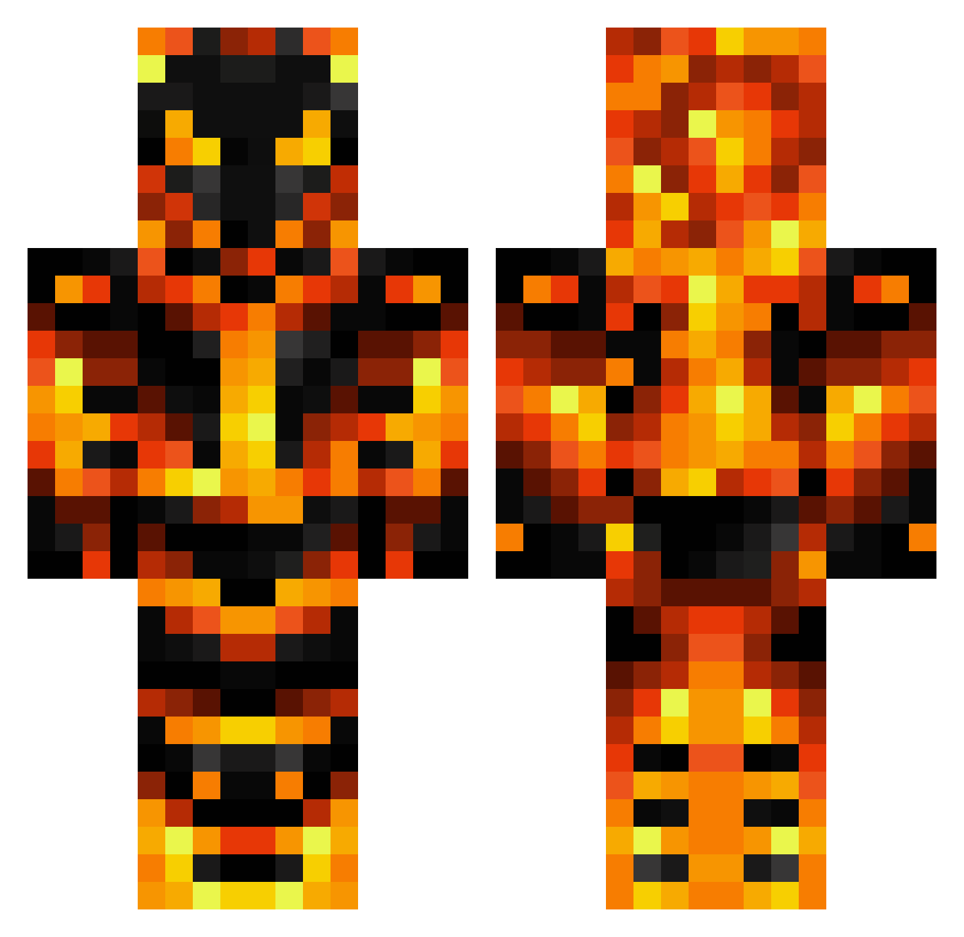 Reddragonxp Minecraft skin, front and back view