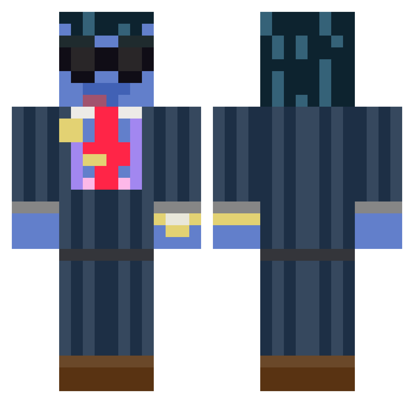 Botcelo Minecraft skin, front and back view