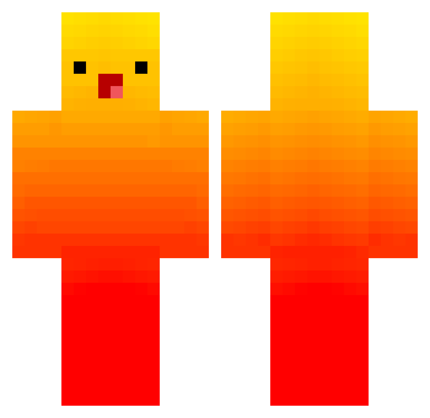Piquick Minecraft skin, front and back view