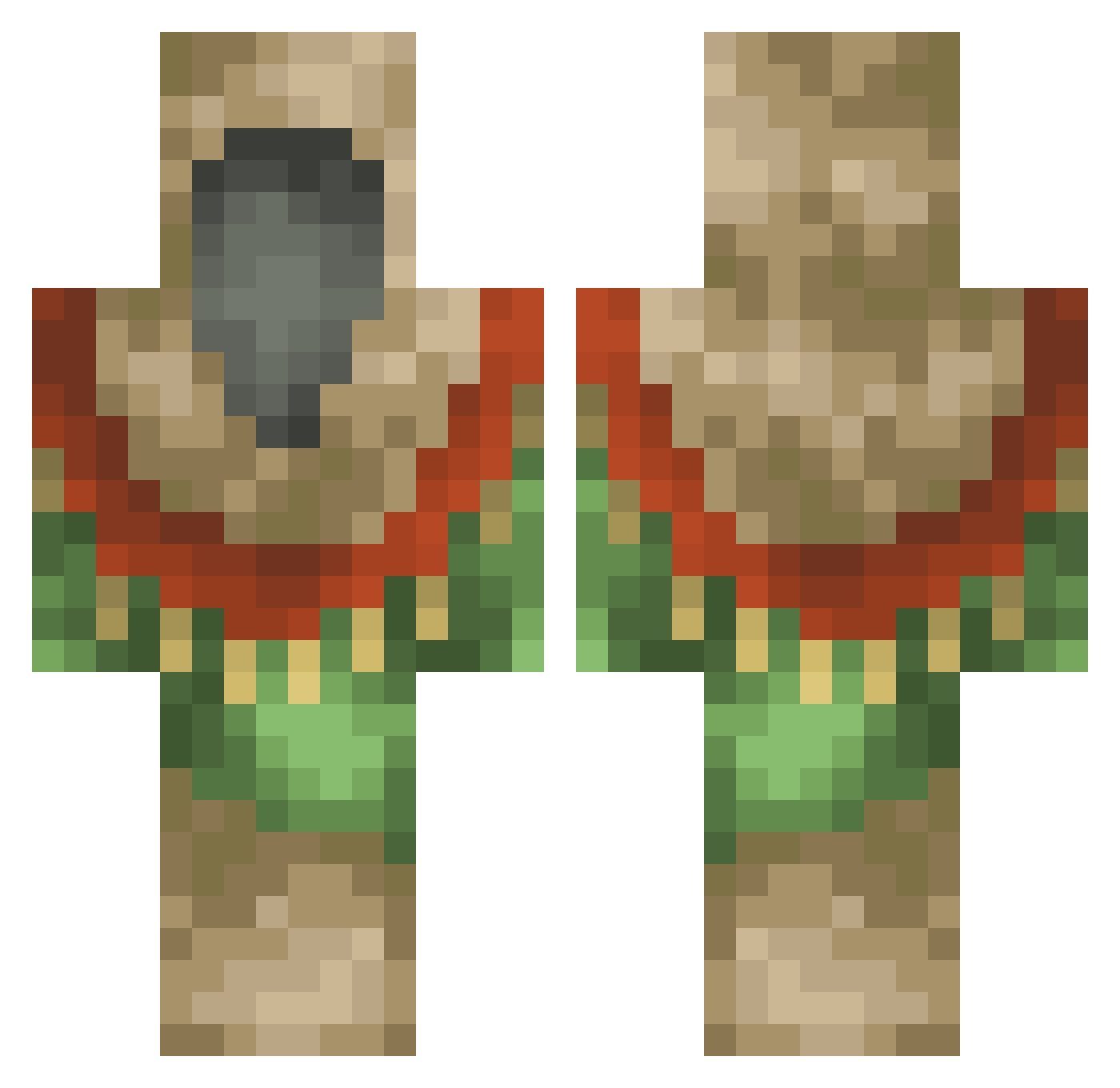 Applecxs Minecraft skin, front and back view
