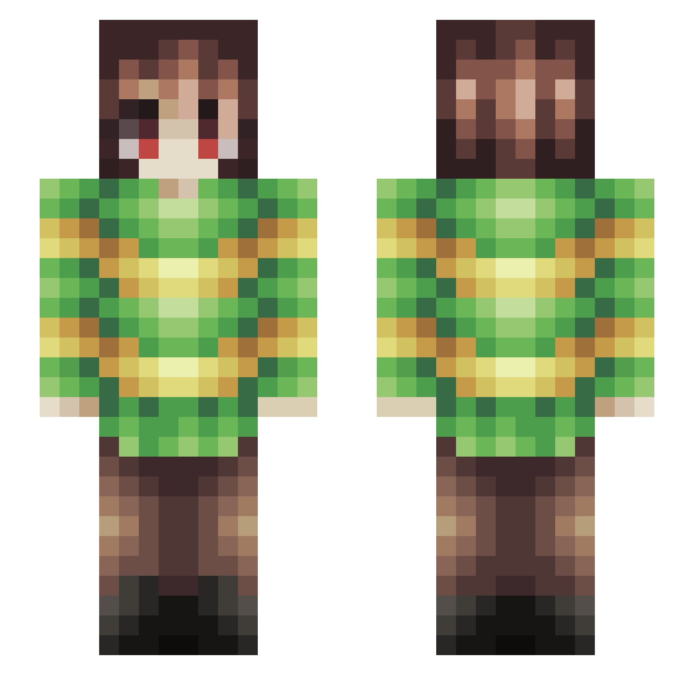 Nothsae Minecraft skin, front and back view