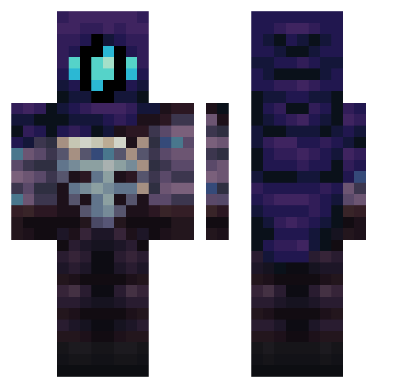 zerckfps Minecraft skin, front and back view